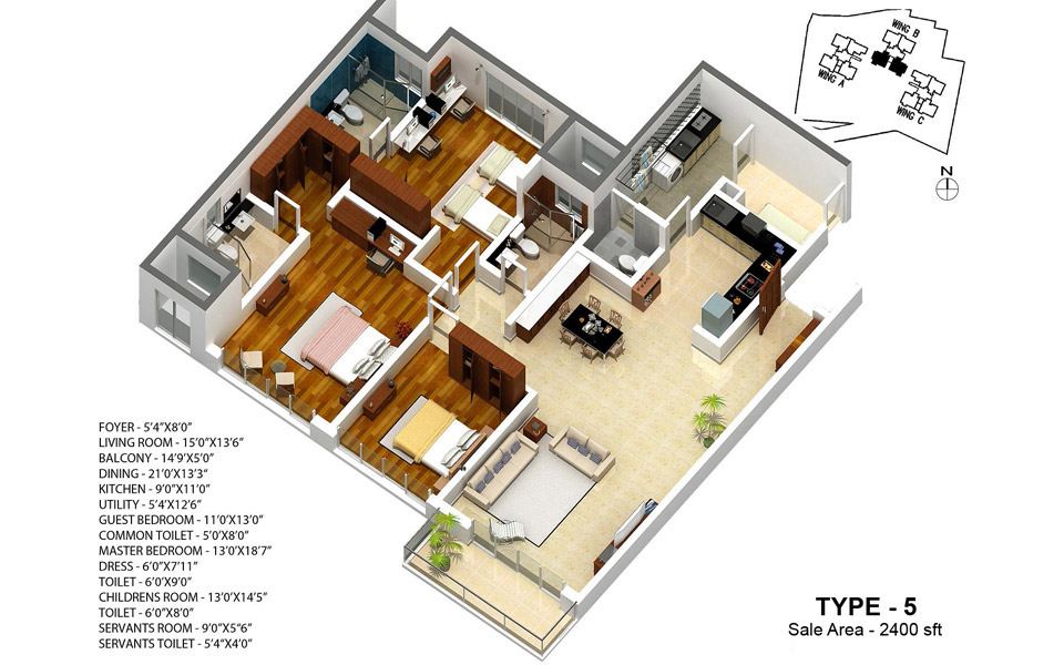 3DFloorPlan of Karle Town Centre Zenith