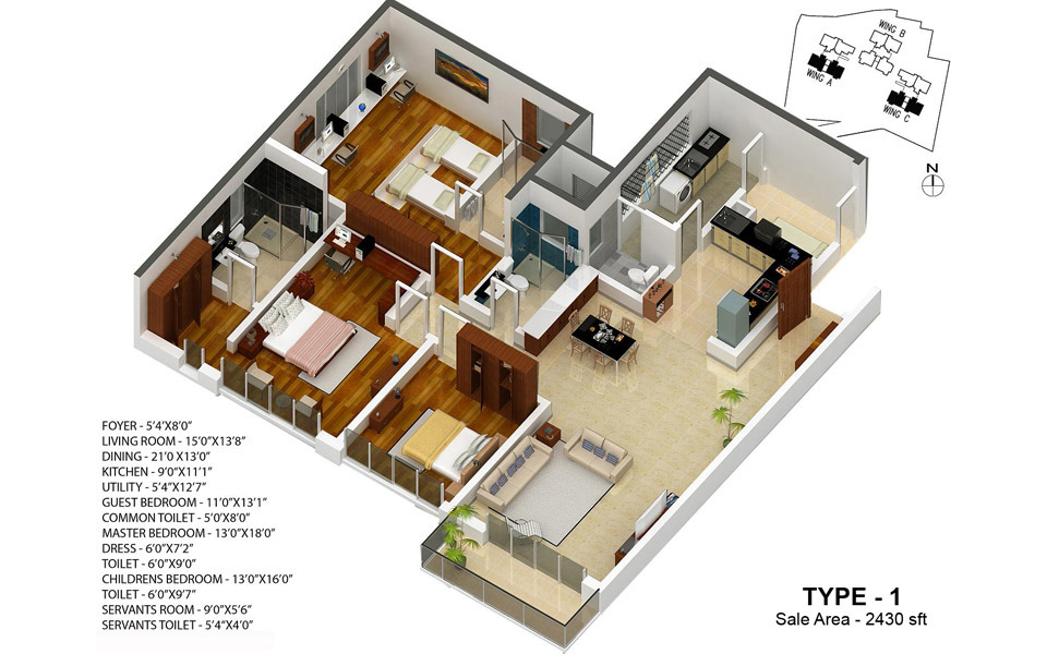 3DFloorPlan of Karle Town Centre Zenith
