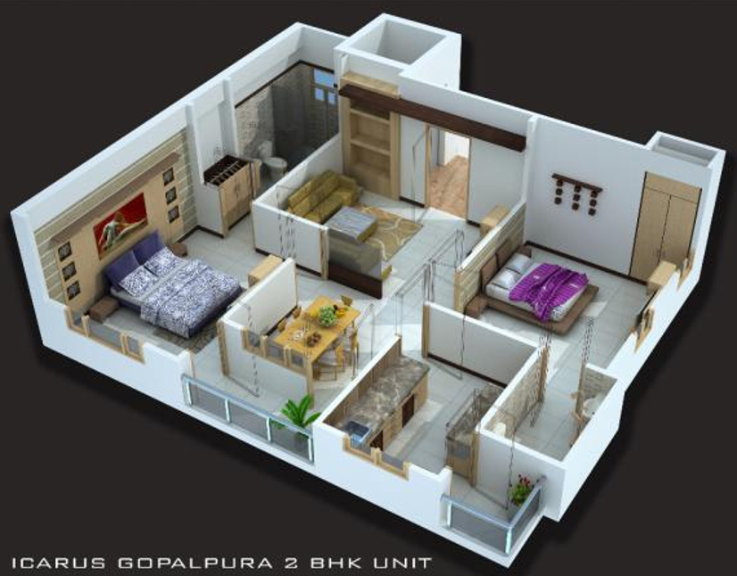 1250 sq ft 2 BHK 2T Apartment for Sale in Icarus Builders Gopalpura ...