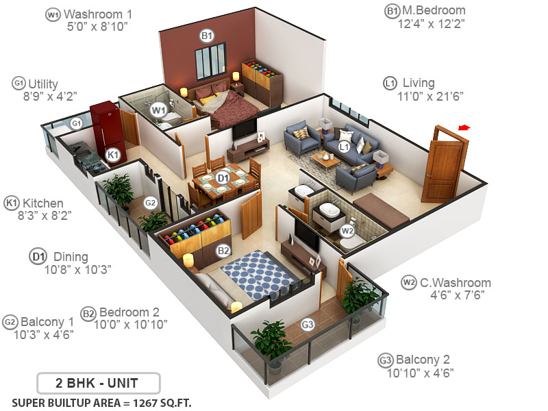 3DFloorPlan of Griha Mithra Grand Gandharva