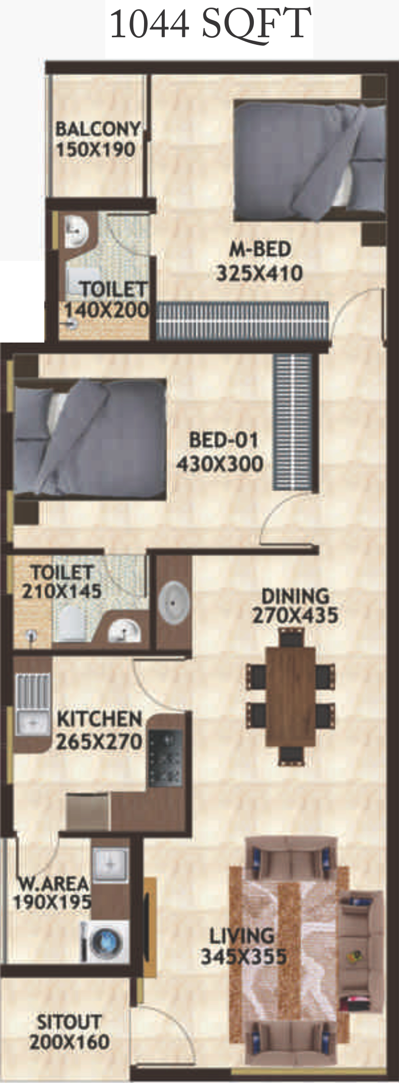 3DFloorPlan of Favourite The Petals Villaments