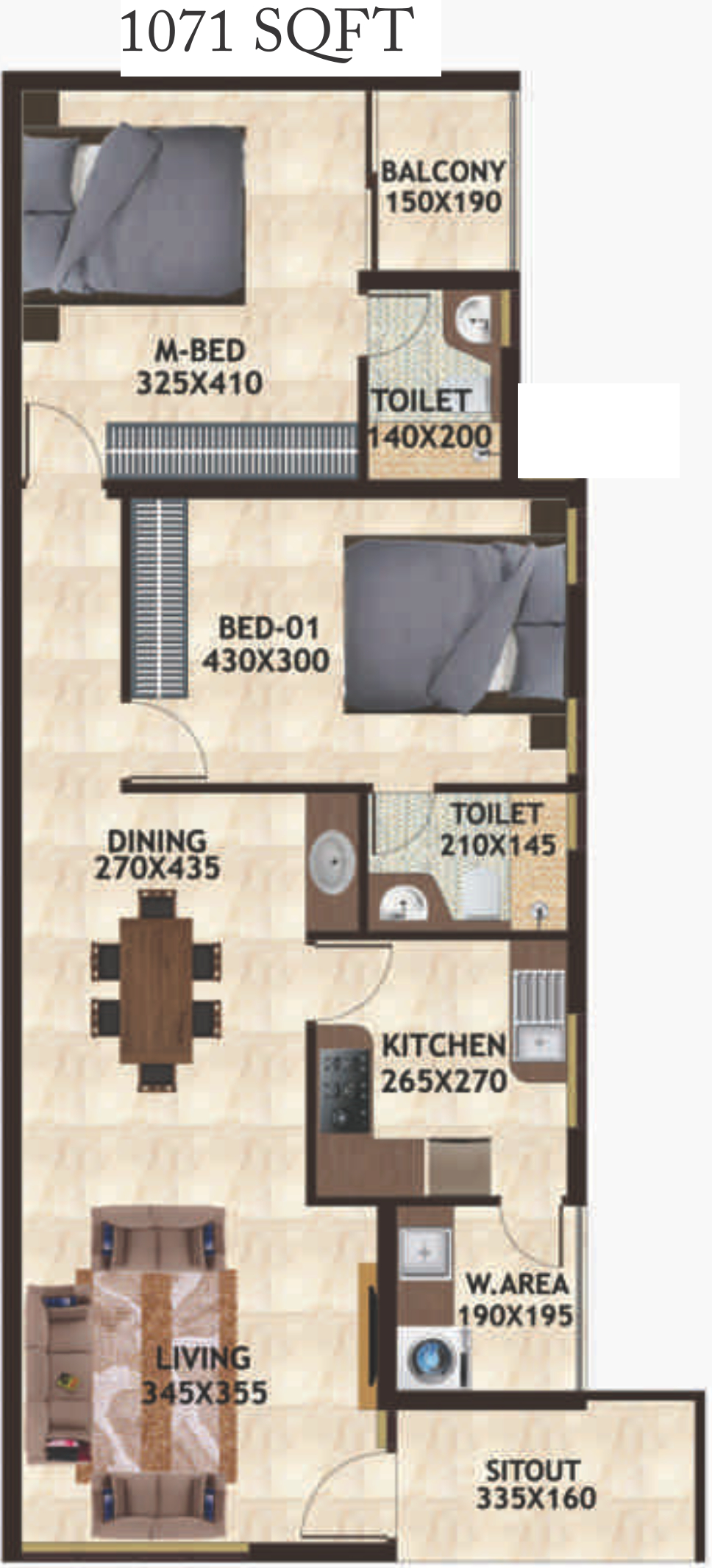 3DFloorPlan of Favourite The Petals Villaments