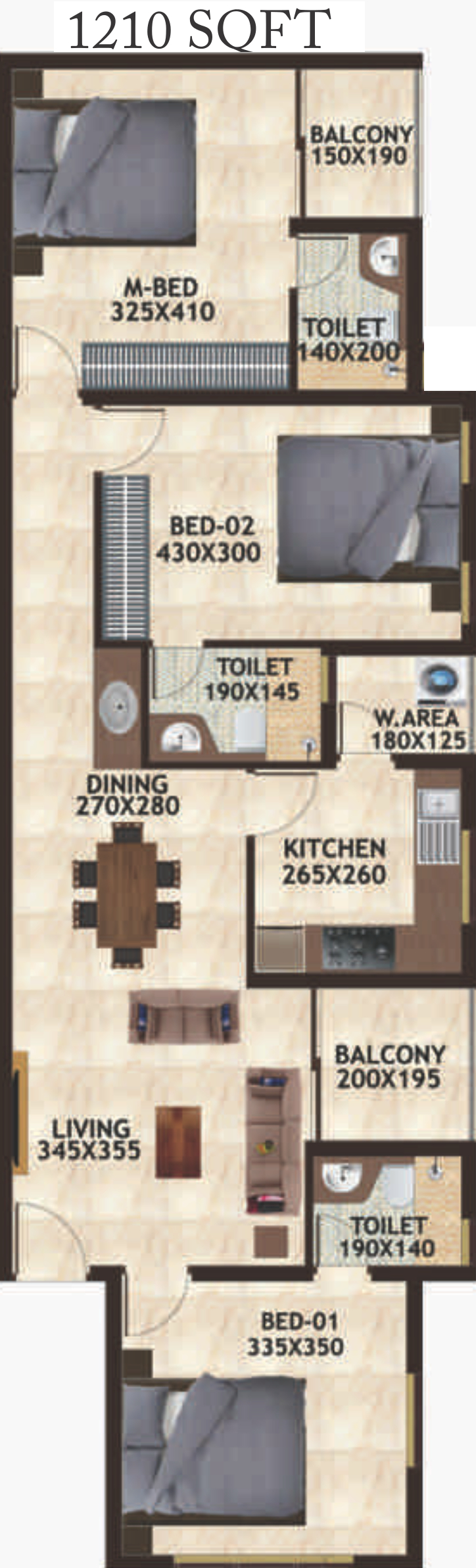 3DFloorPlan of Favourite The Petals Villaments