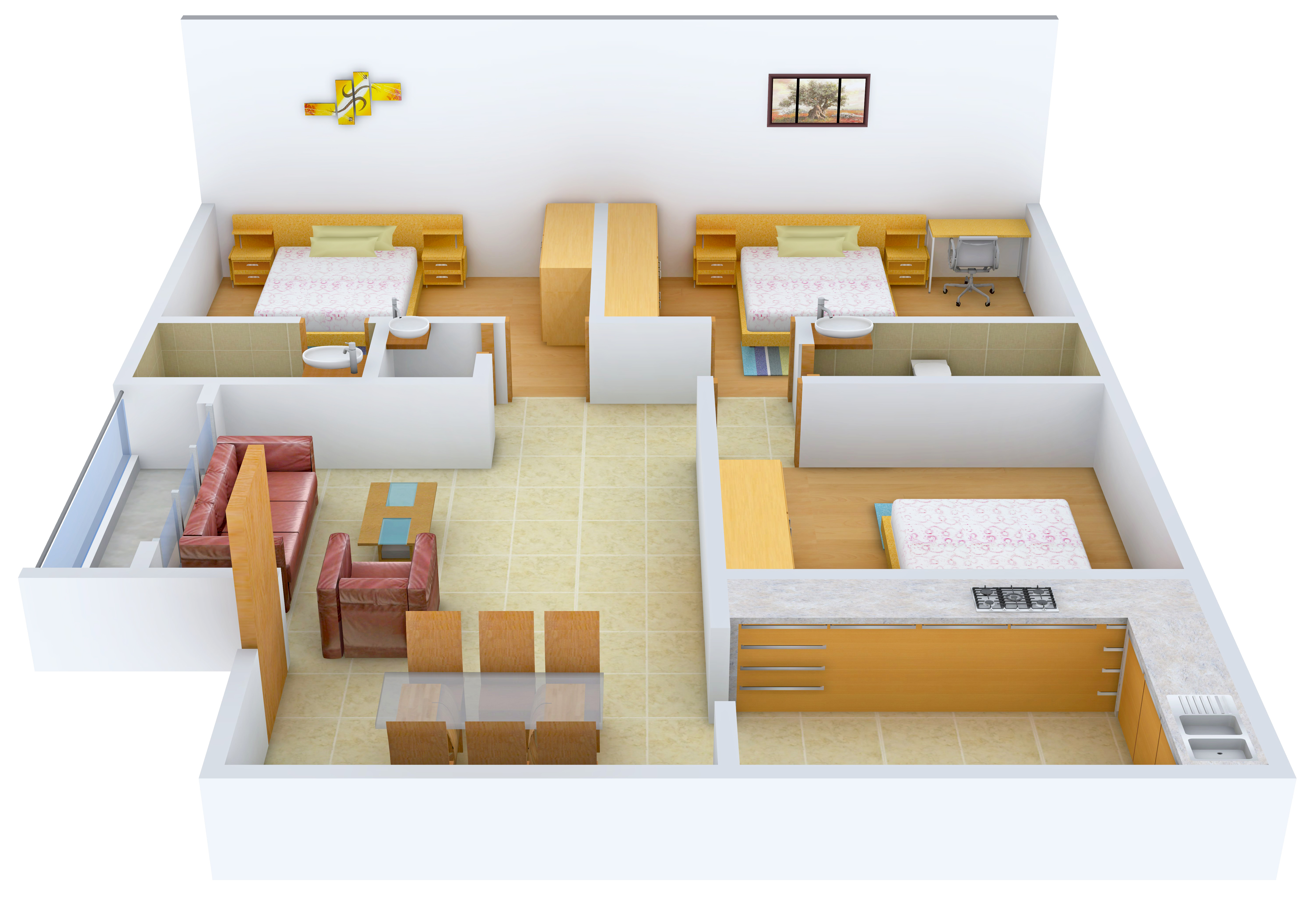3DFloorPlan of S Raheja Gurukripa