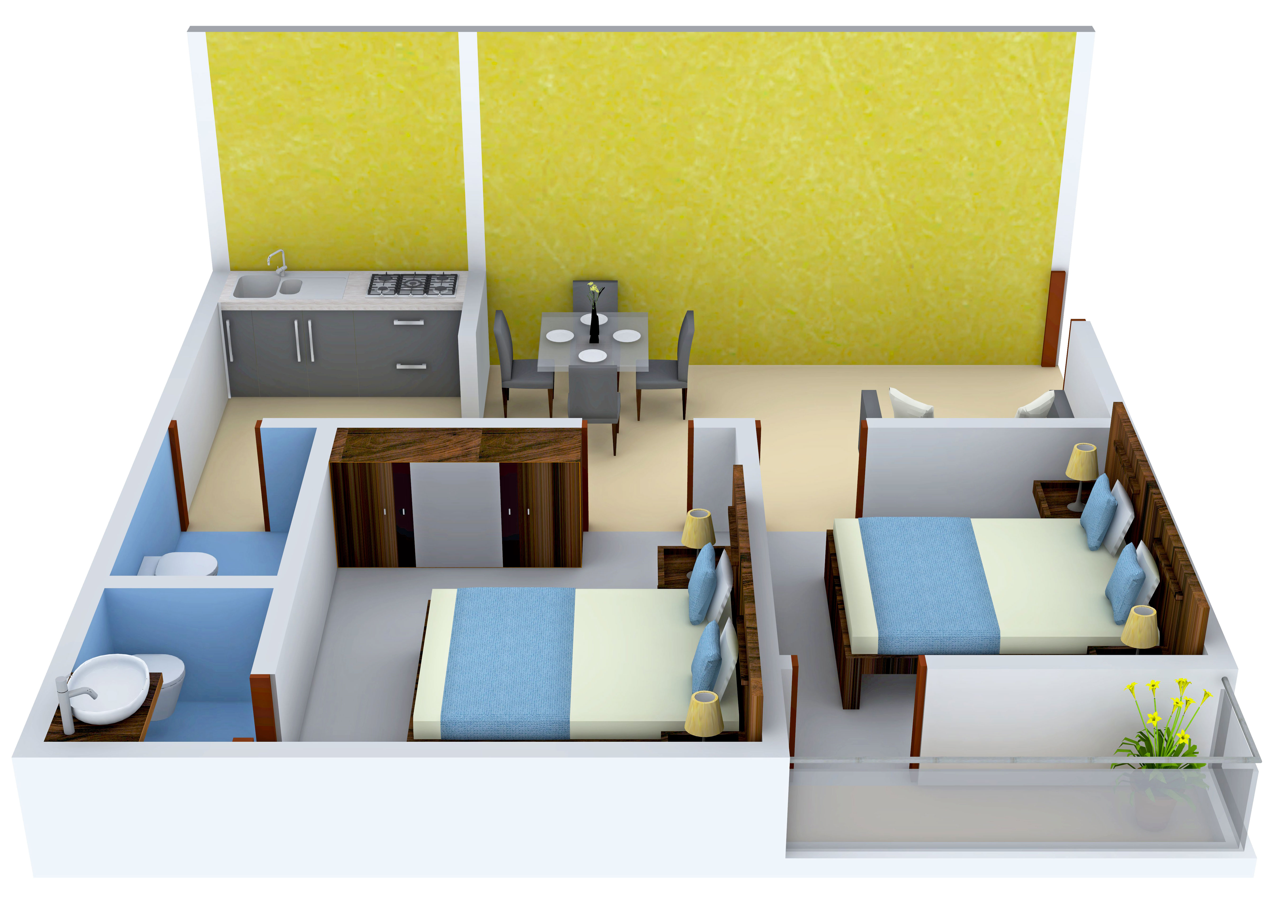3DFloorPlan of Podder Radha Krishna Kunj