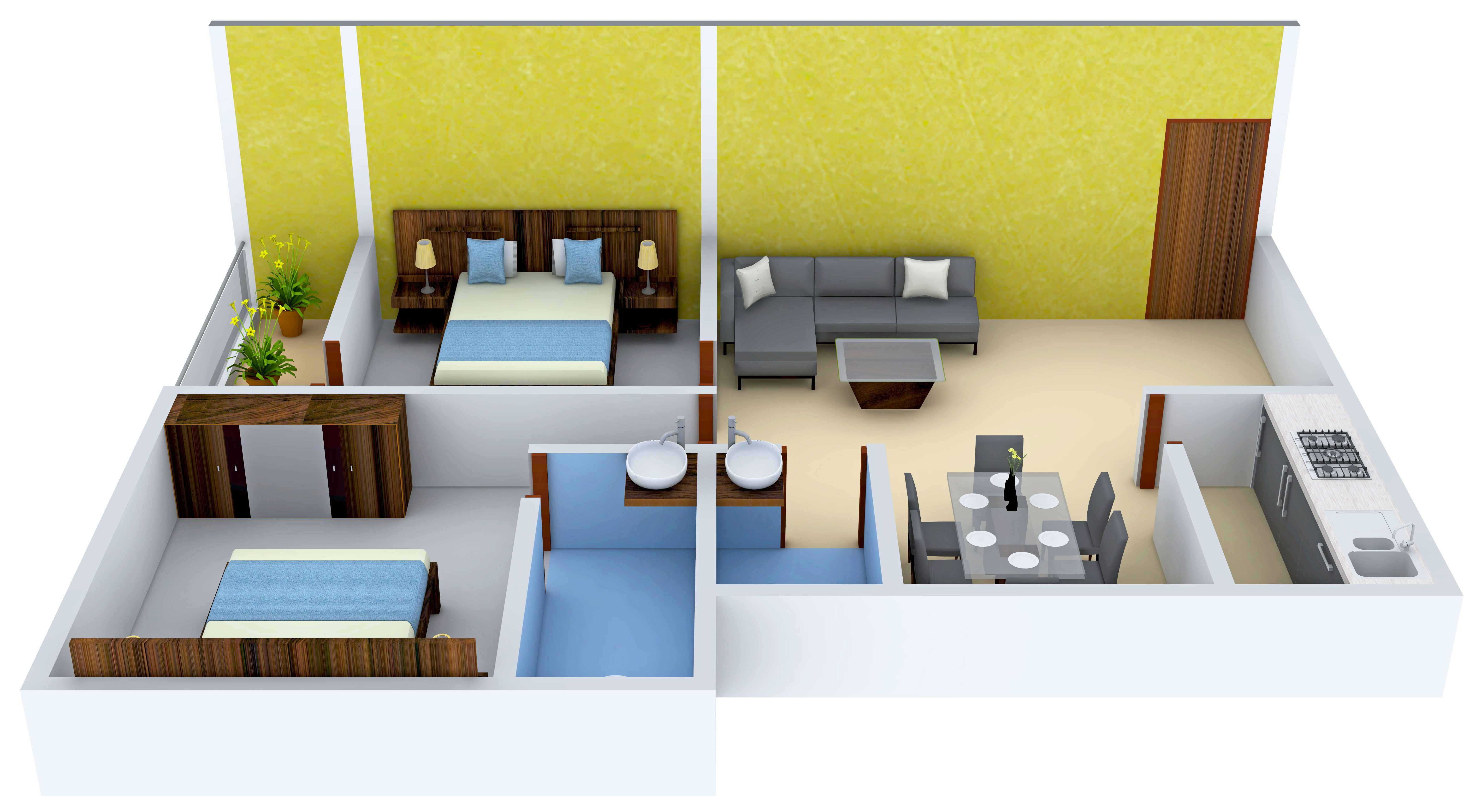 3DFloorPlan of Podder Radha Krishna Kunj