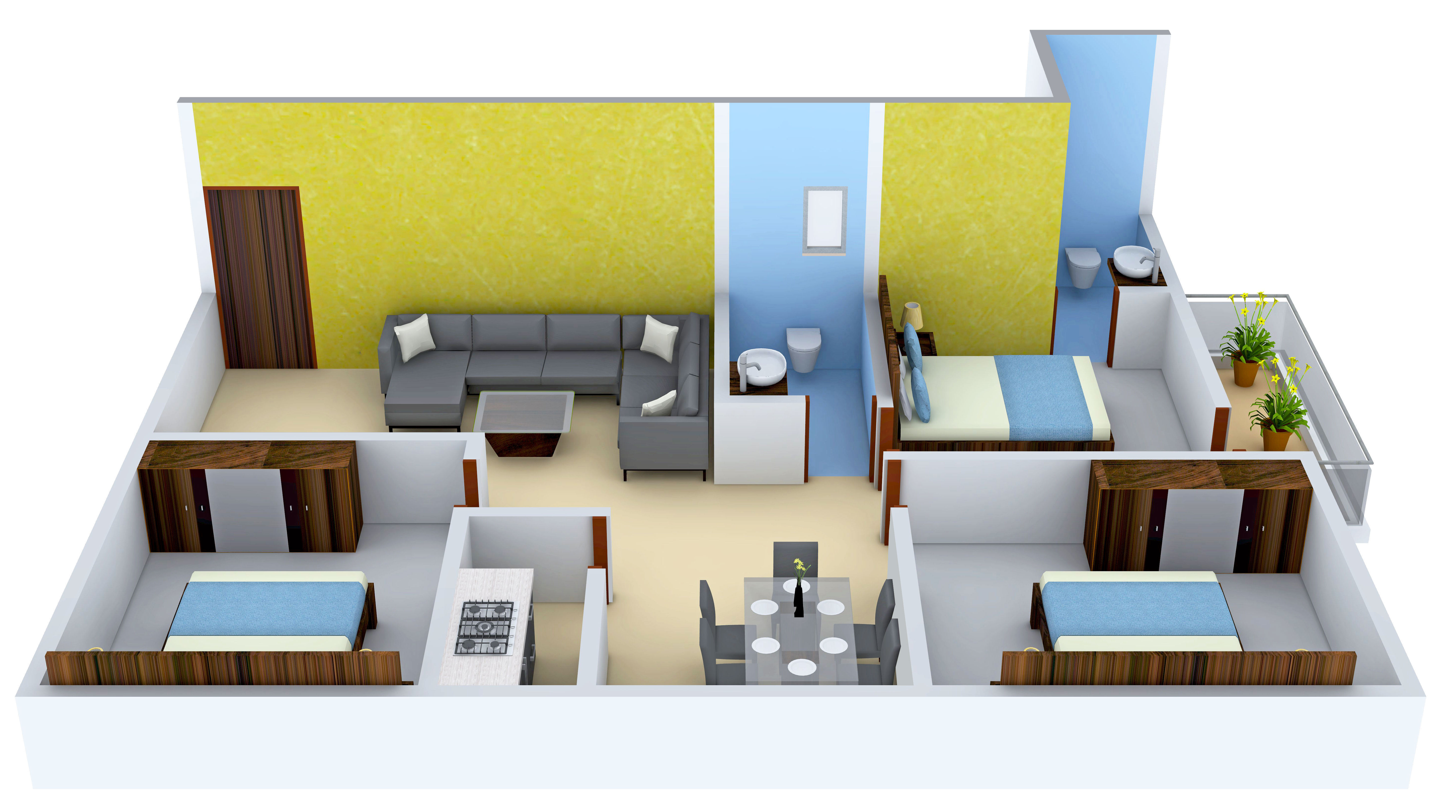 3DFloorPlan of Podder Radha Krishna Kunj