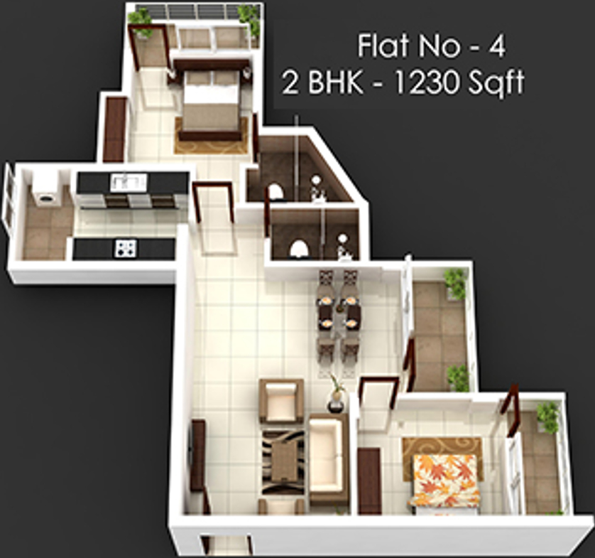 3DFloorPlan of Sagar Disha Residency