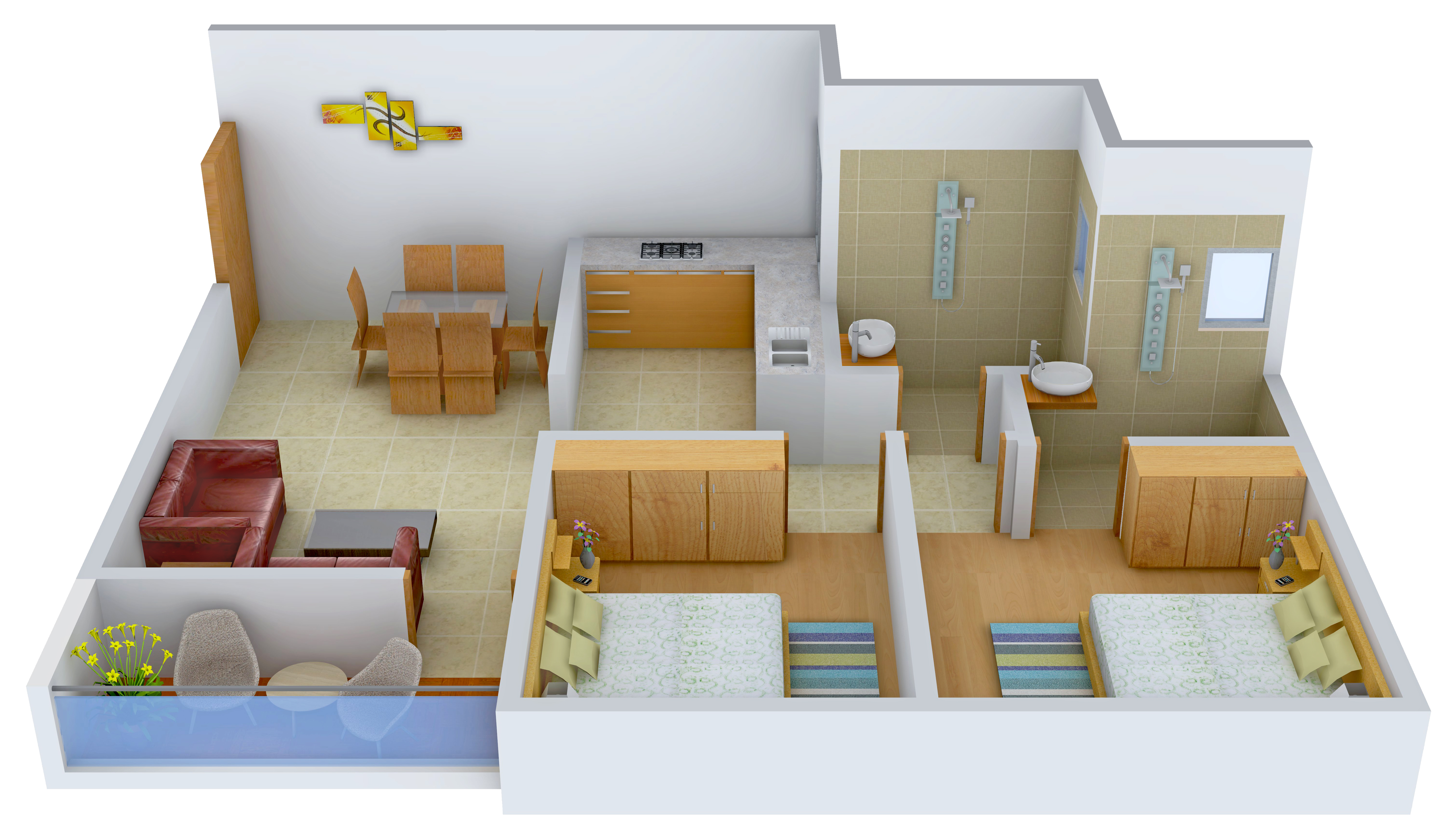 3DFloorPlan of Square Arch Infra Square Garden