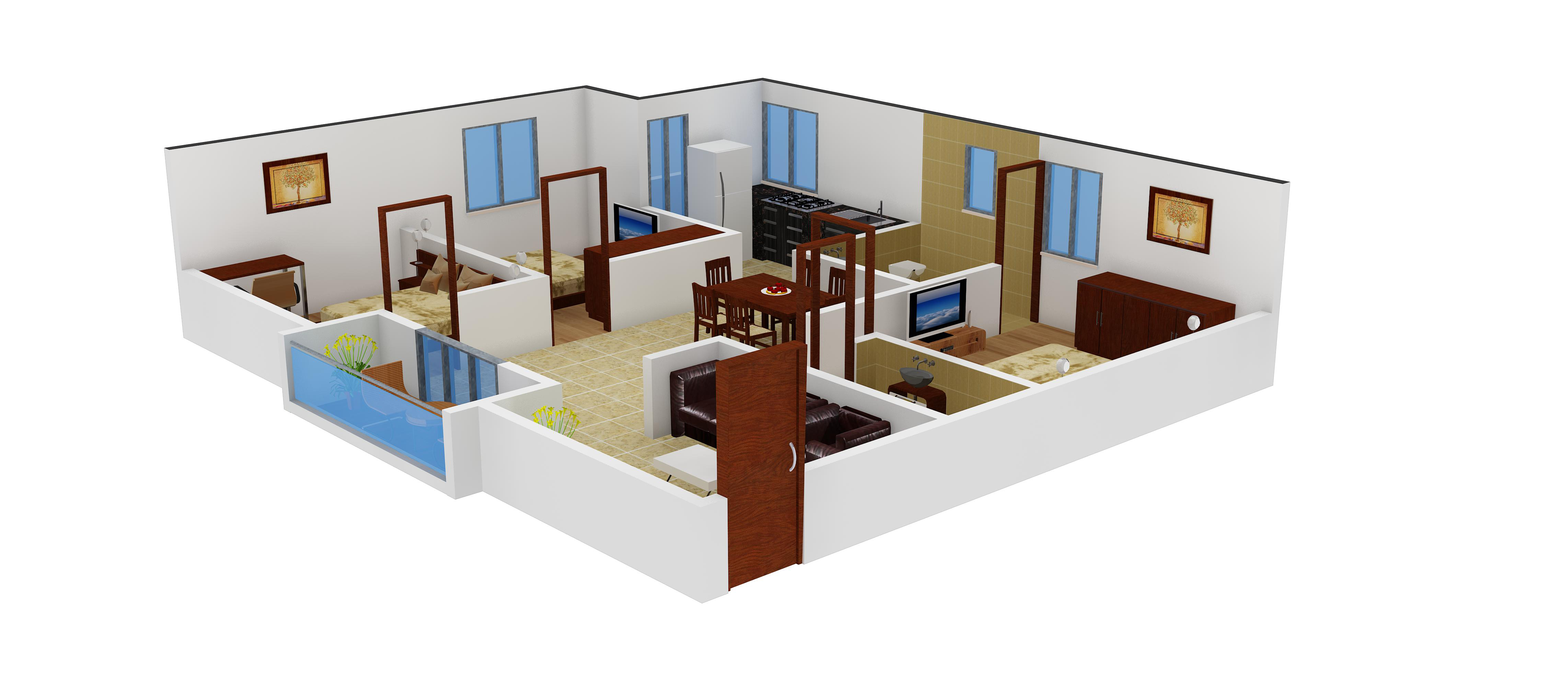 3DFloorPlan of Laxmi Bandari Blossoms