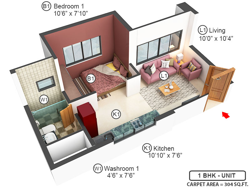 3DFloorPlan of The Arena Hiranandani Fortune City