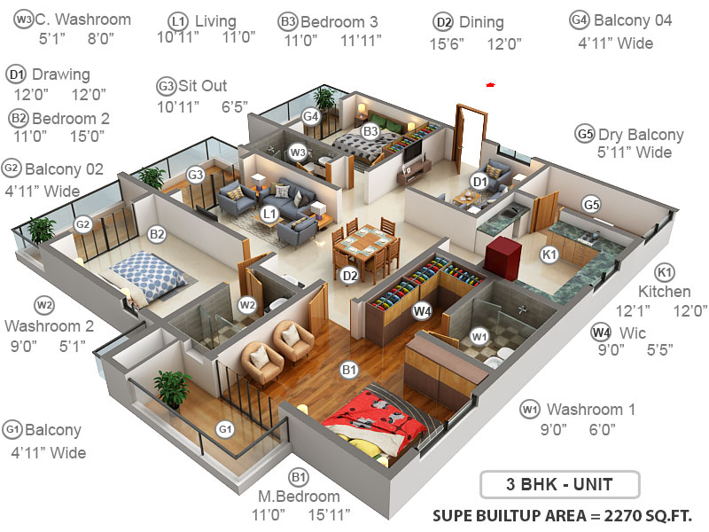 2270 sq ft 3 BHK 3T Apartment for Sale in Sumadhura