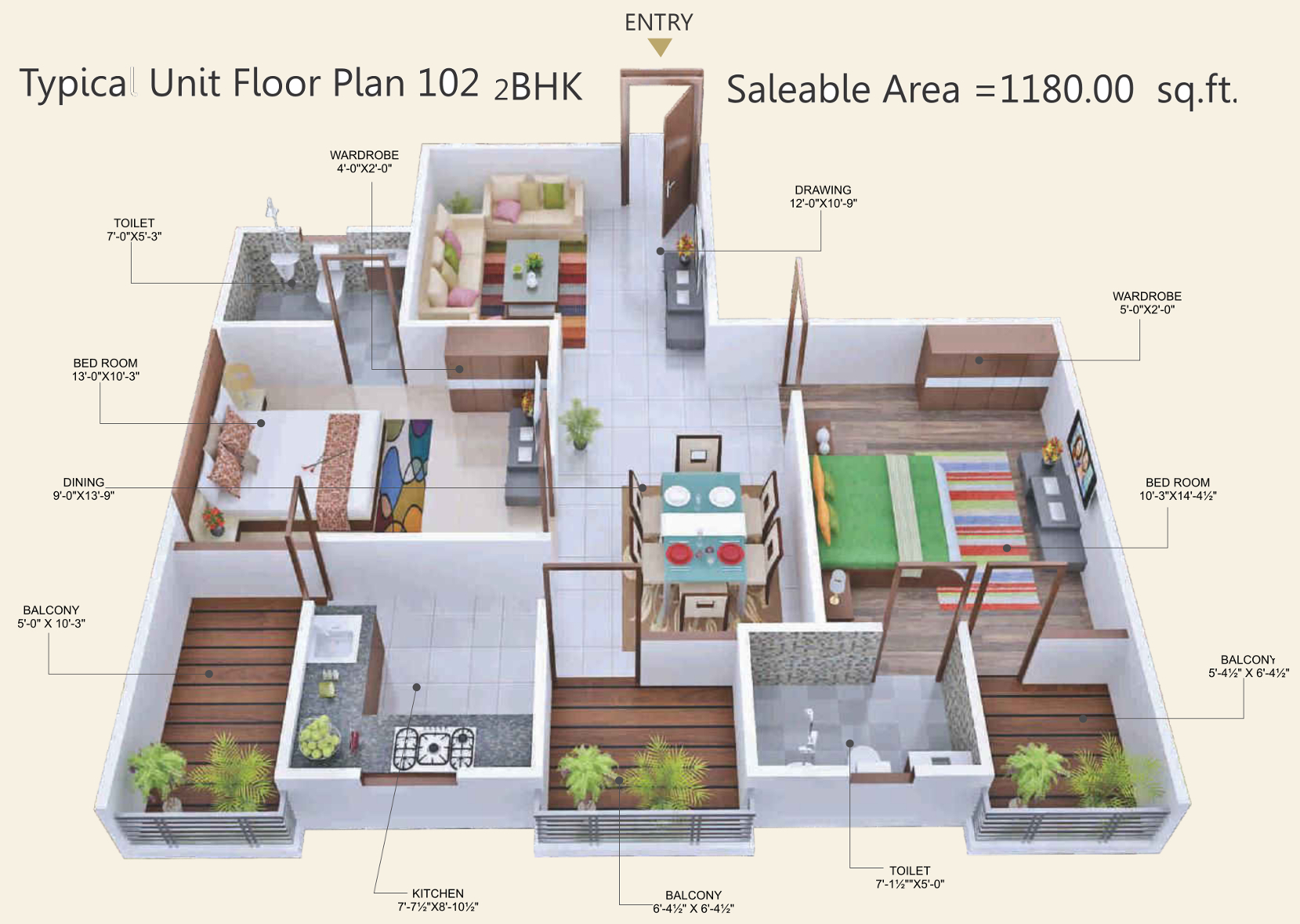 3DFloorPlan of Virat Elegant