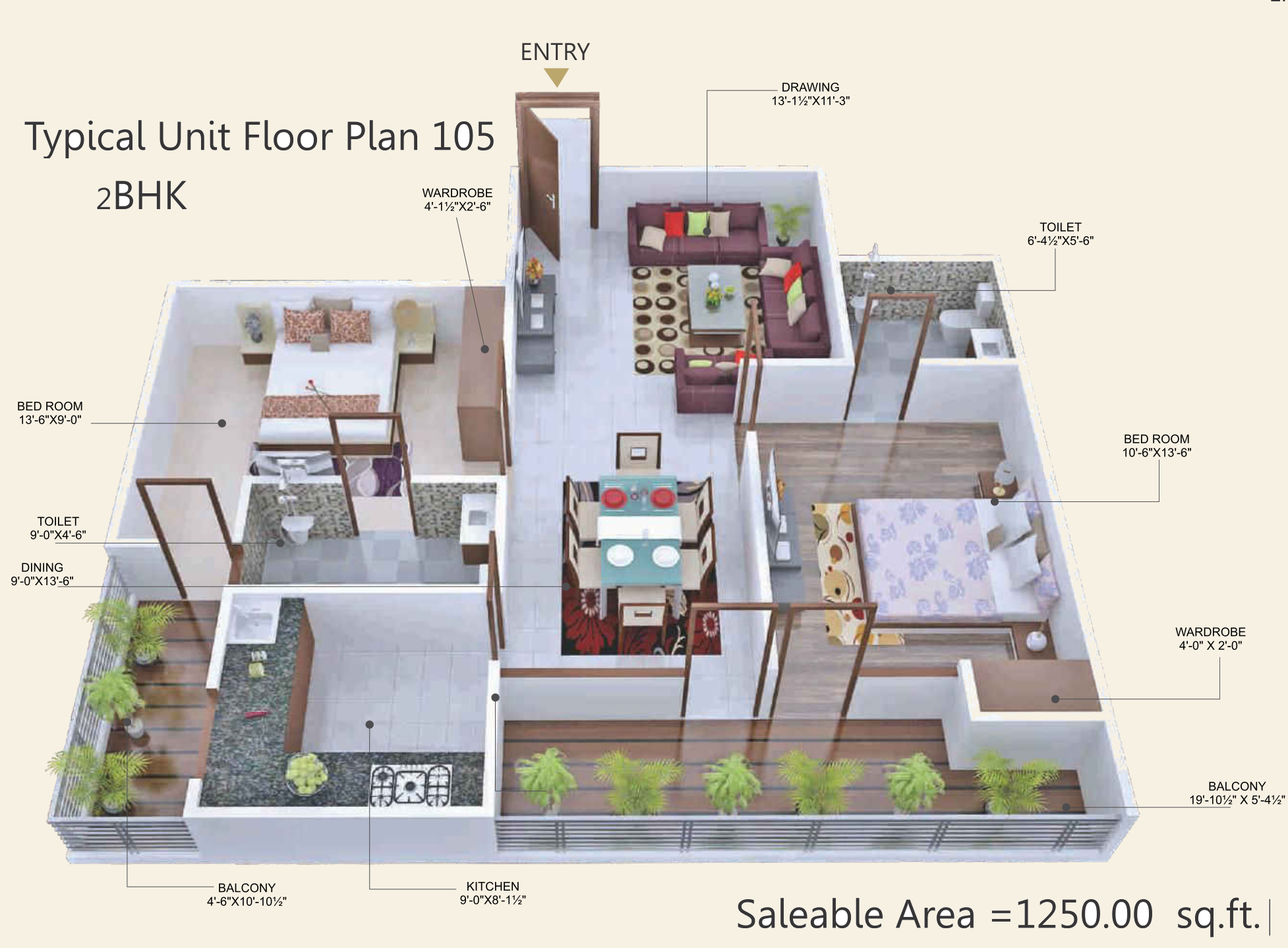 3DFloorPlan of Virat Elegant