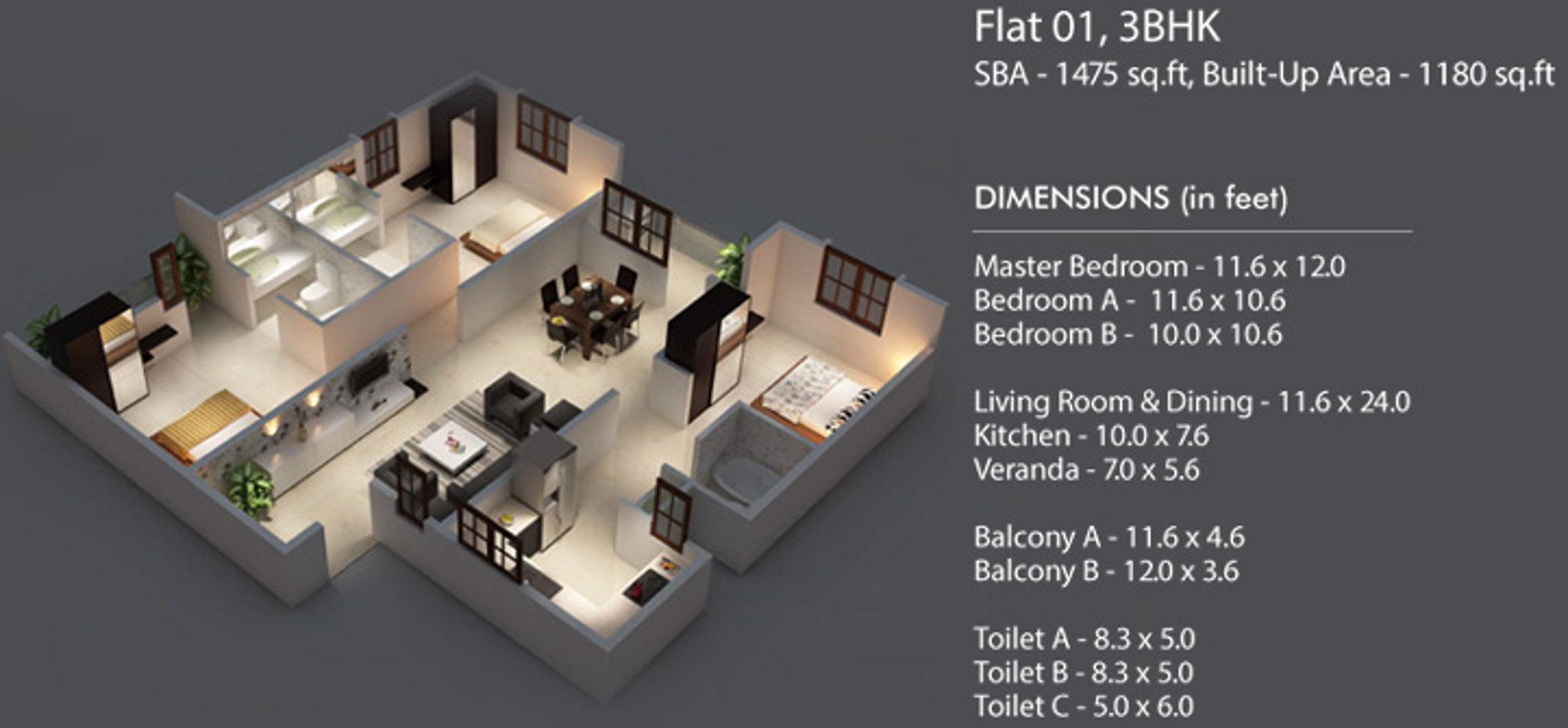 3DFloorPlan of Tirumala In Luxuria