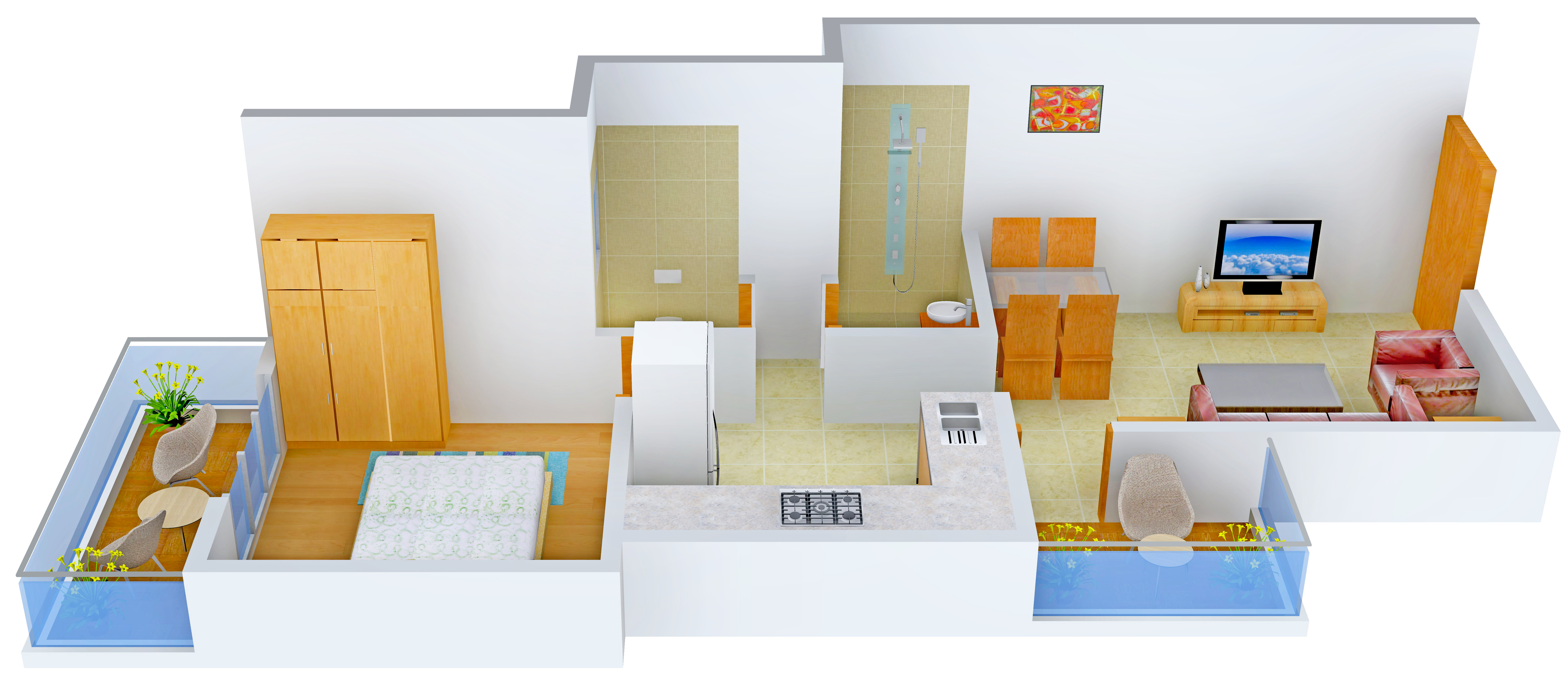 3DFloorPlan of Sai Kum Kum Residency