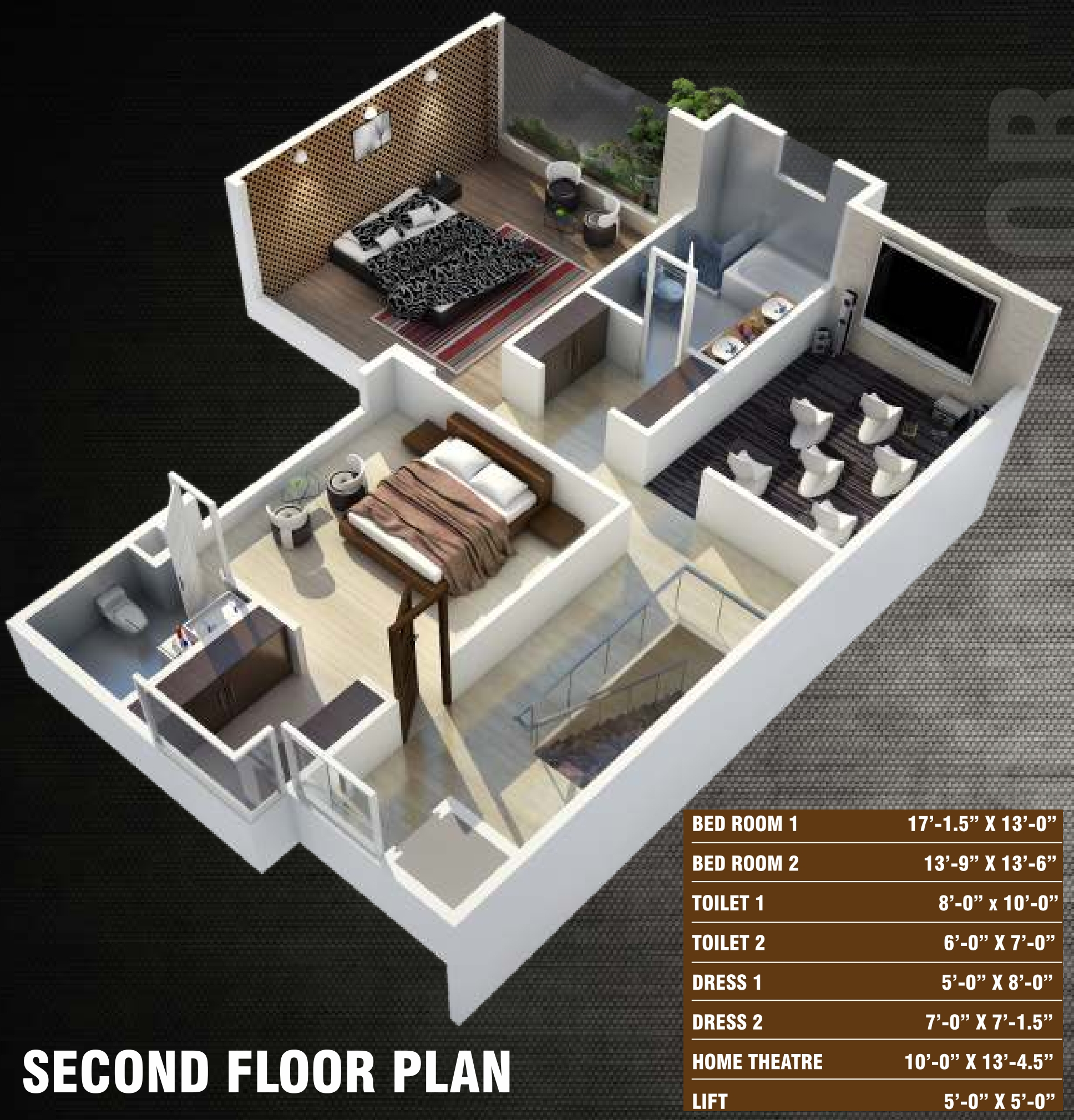 3DFloorPlan of Endee Aura Villa