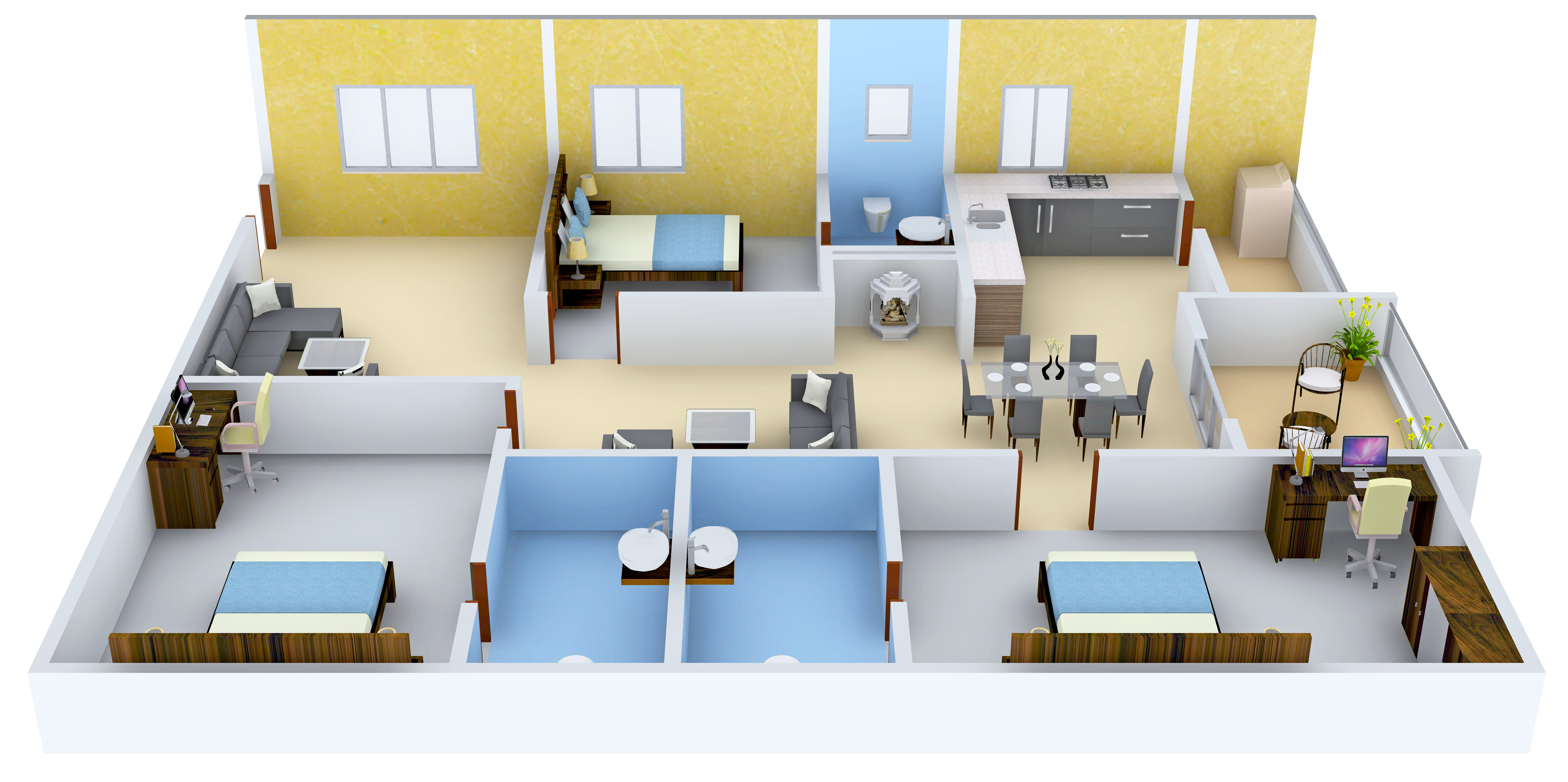 3DFloorPlan of Gauthami Green Blossoms