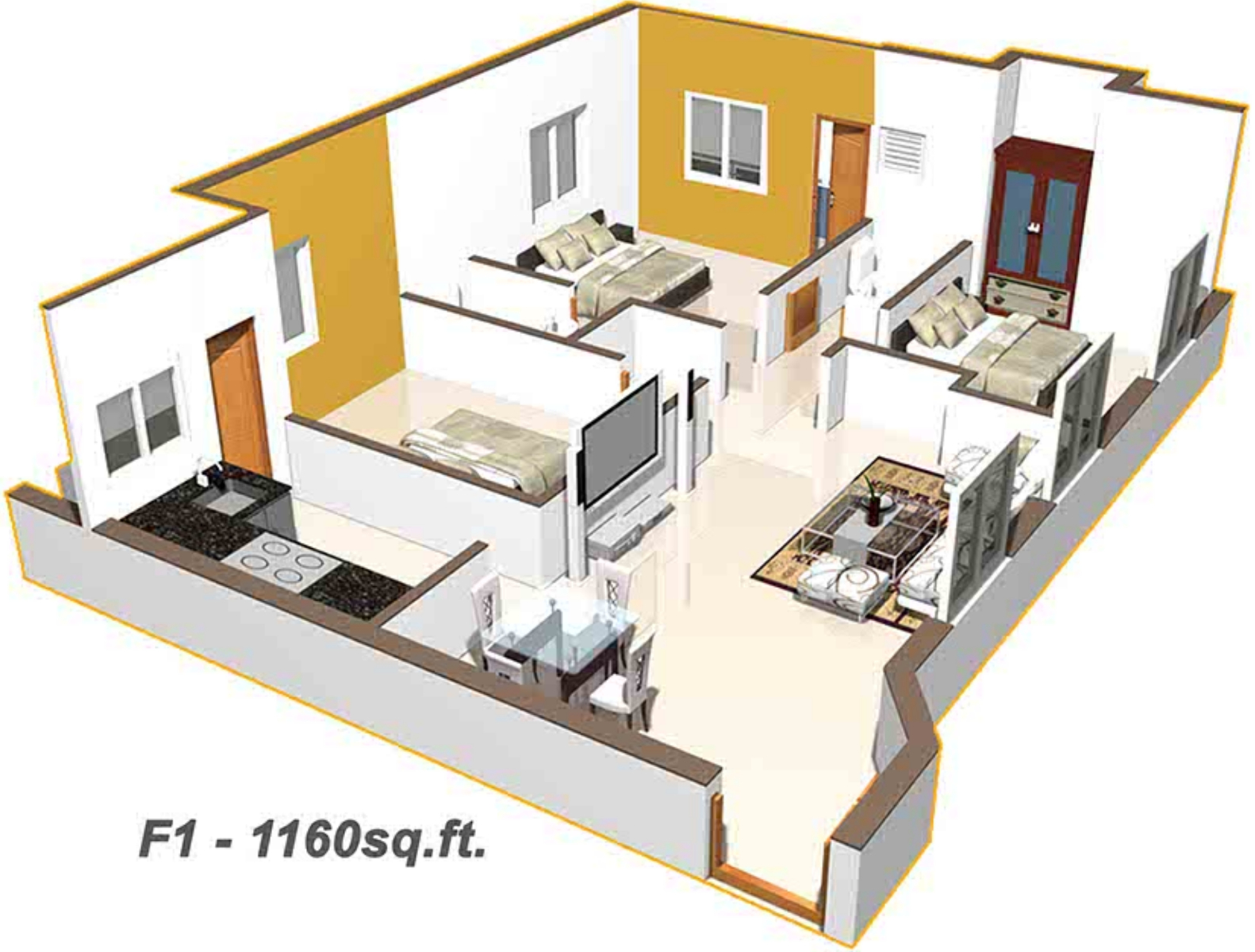 3DFloorPlan of Shree Constructions Yogaranga