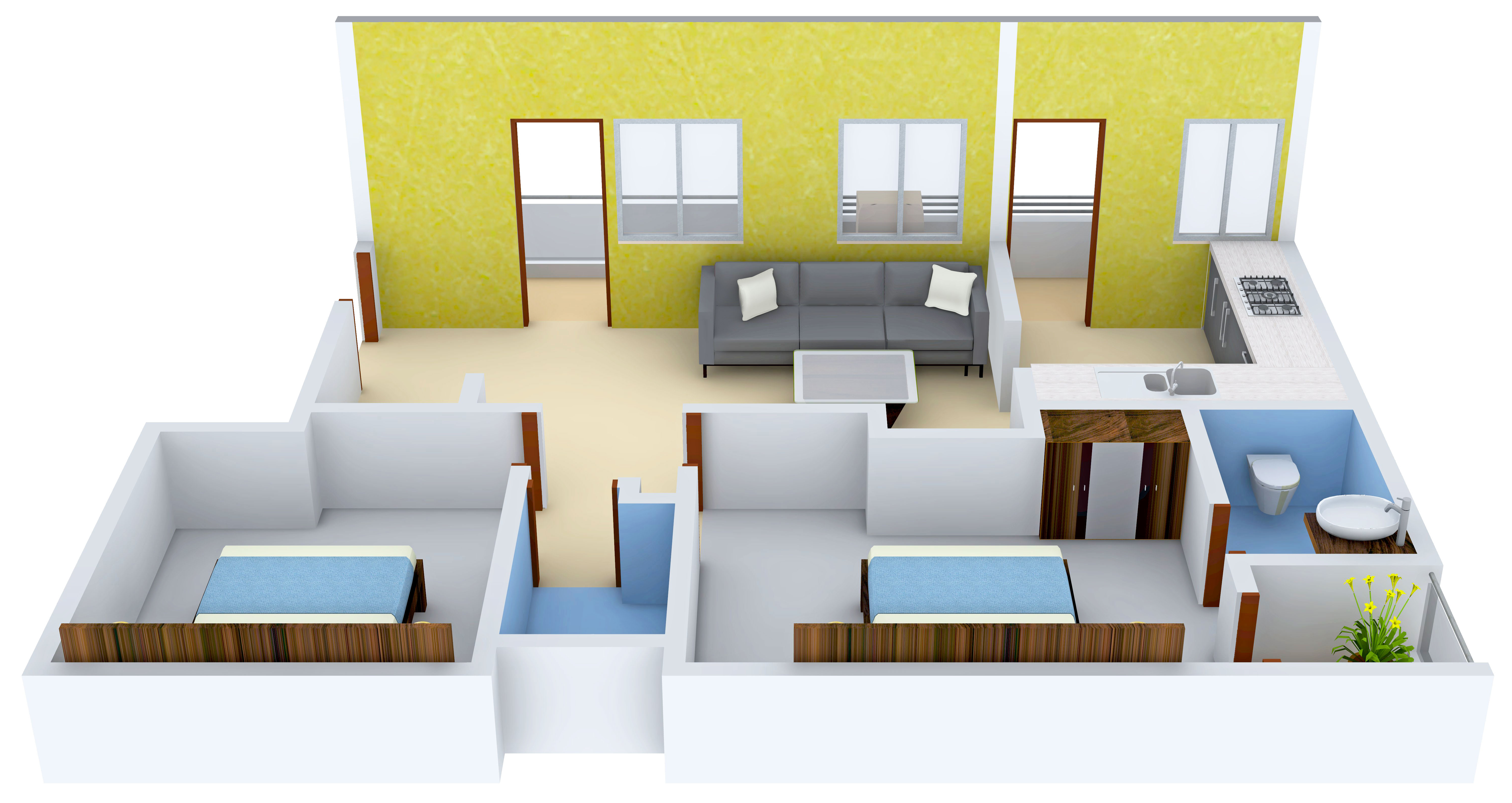 900 sq ft 2 BHK 2T Apartment for Sale in Shree Constructions Flats