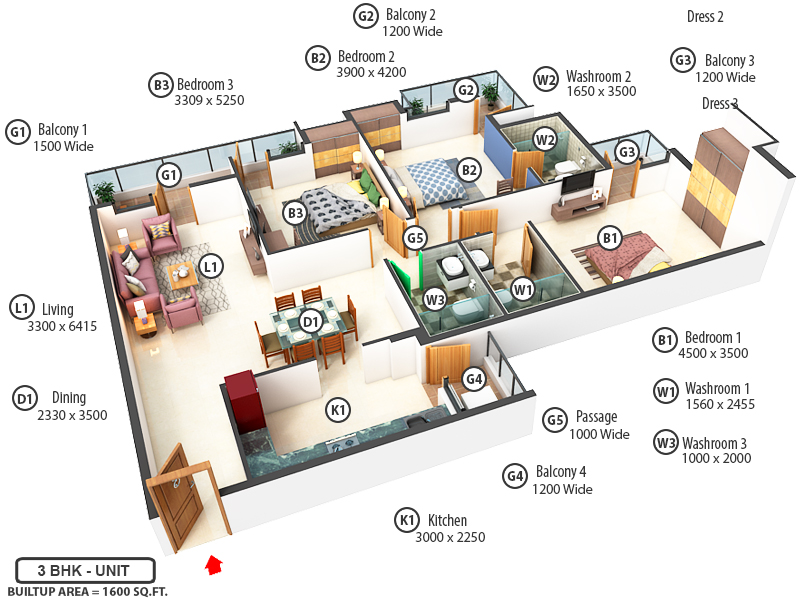 3DFloorPlan of ATS Green Paradiso