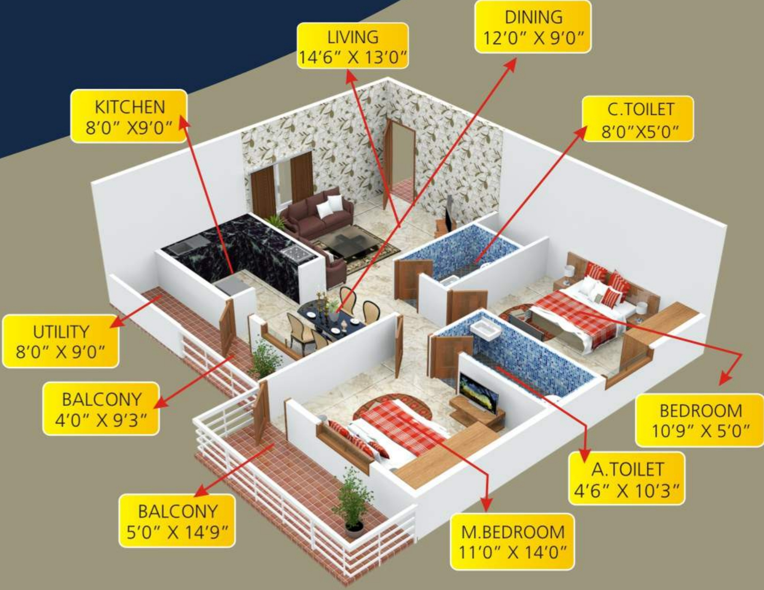 3DFloorPlan of Siri Heritage