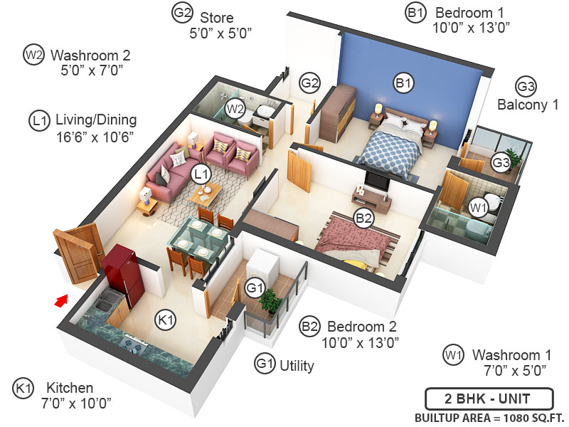 3DFloorPlan of Sushma Joynest MOH 1