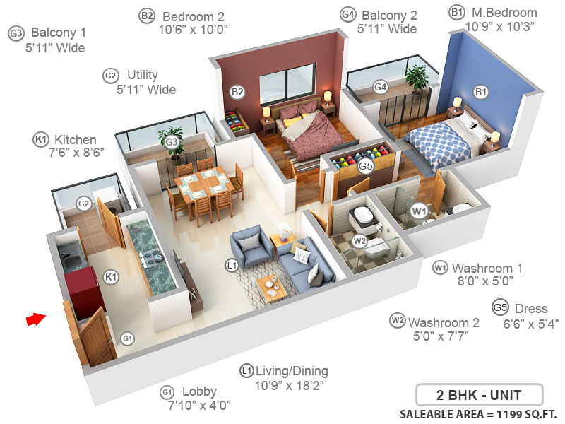 3DFloorPlan of M3M Sierra 68