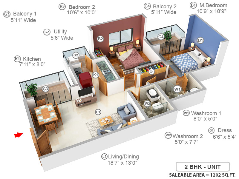 3DFloorPlan of M3M Sierra 68