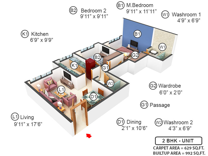 3DFloorPlan of Hiranandani Castle Rock