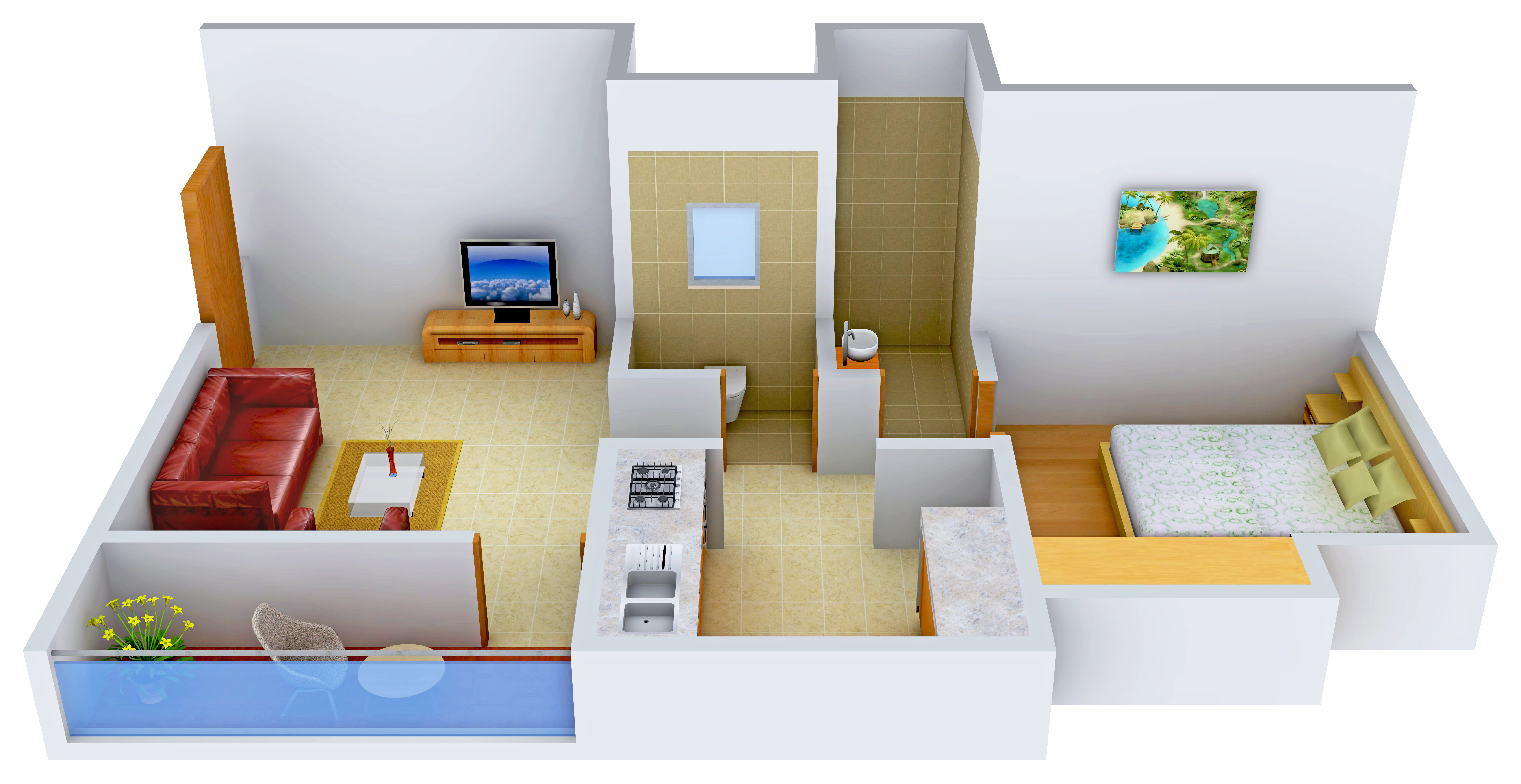 3DFloorPlan of Shree Shivram Prestige Pride D