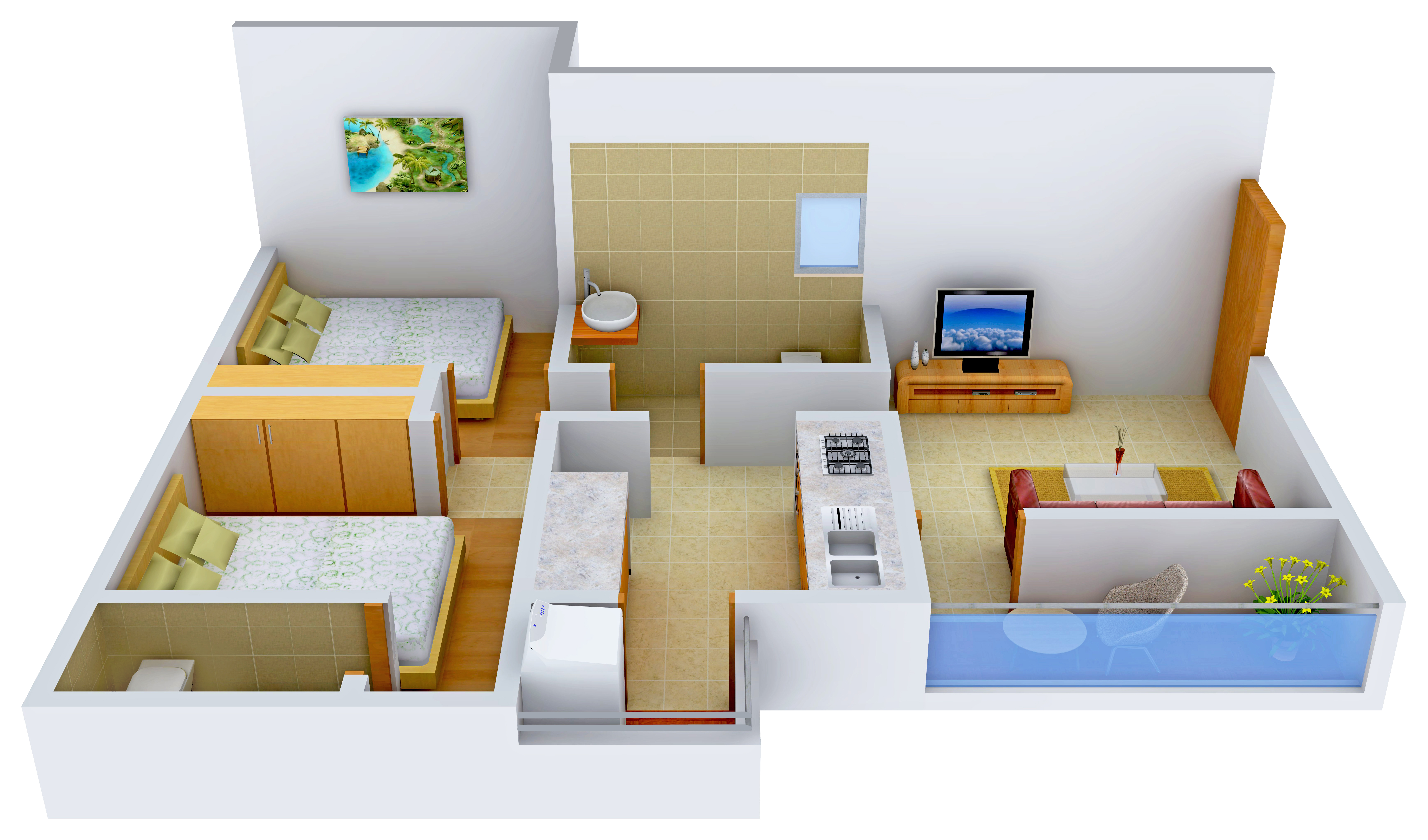 3DFloorPlan of Shree Shivram Prestige Pride D