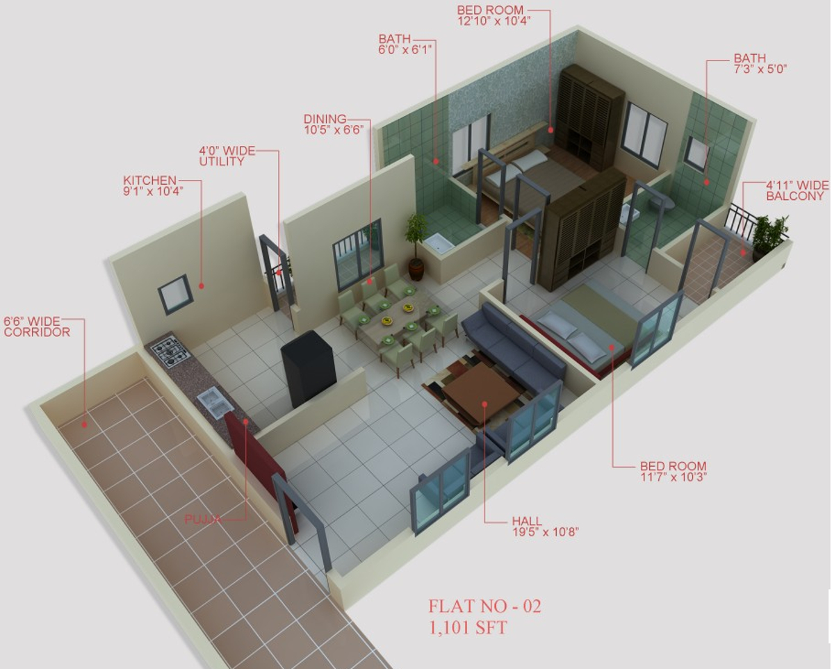 3DFloorPlan of Abode Green Ridge