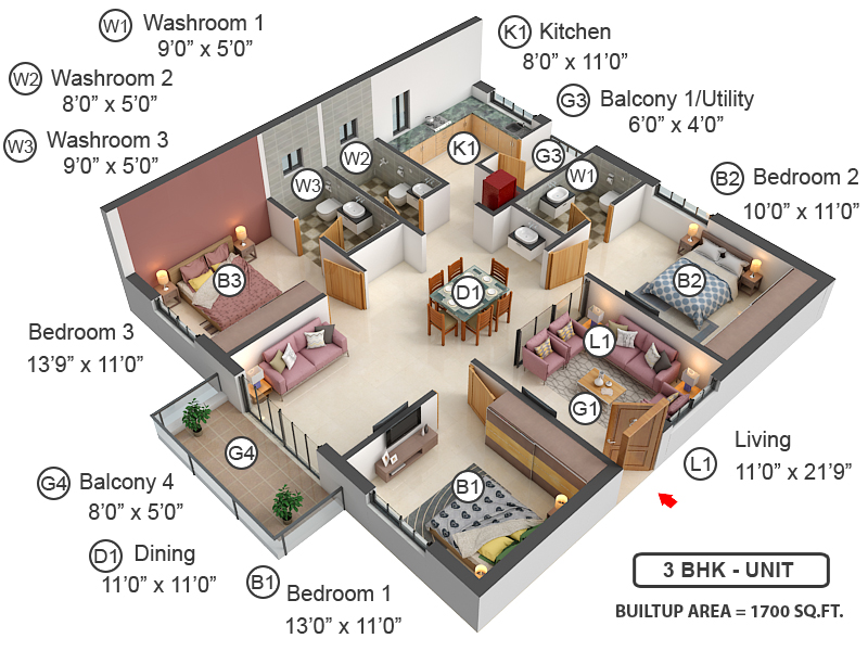 3DFloorPlan of Aditya Beaumont