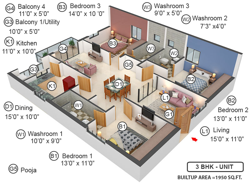 3DFloorPlan of Aditya Beaumont