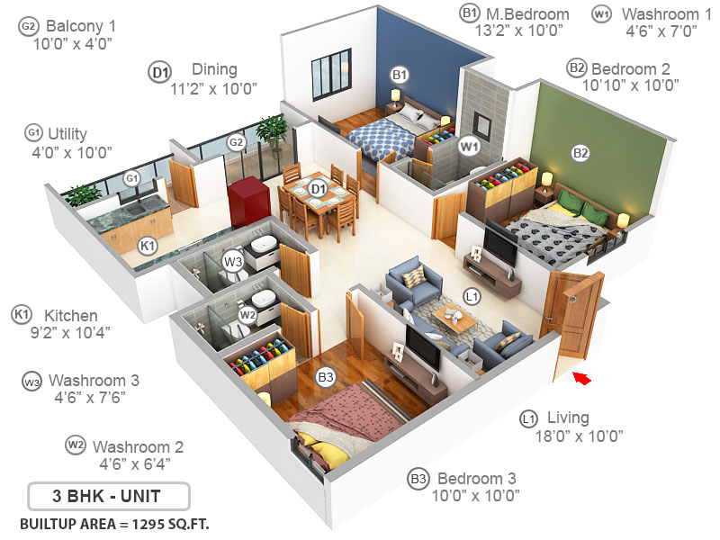 3DFloorPlan of Vasudha Springs
