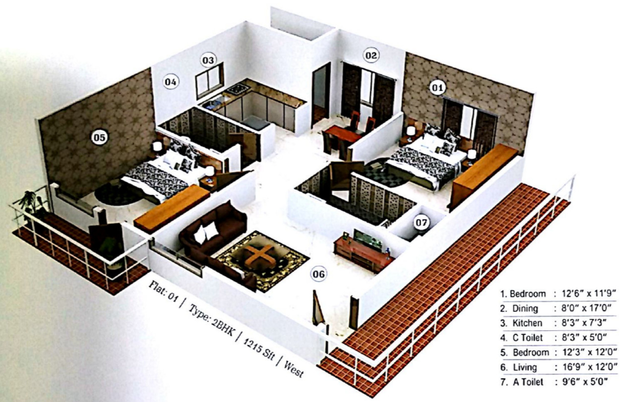 3DFloorPlan of Sri Windsor Homes