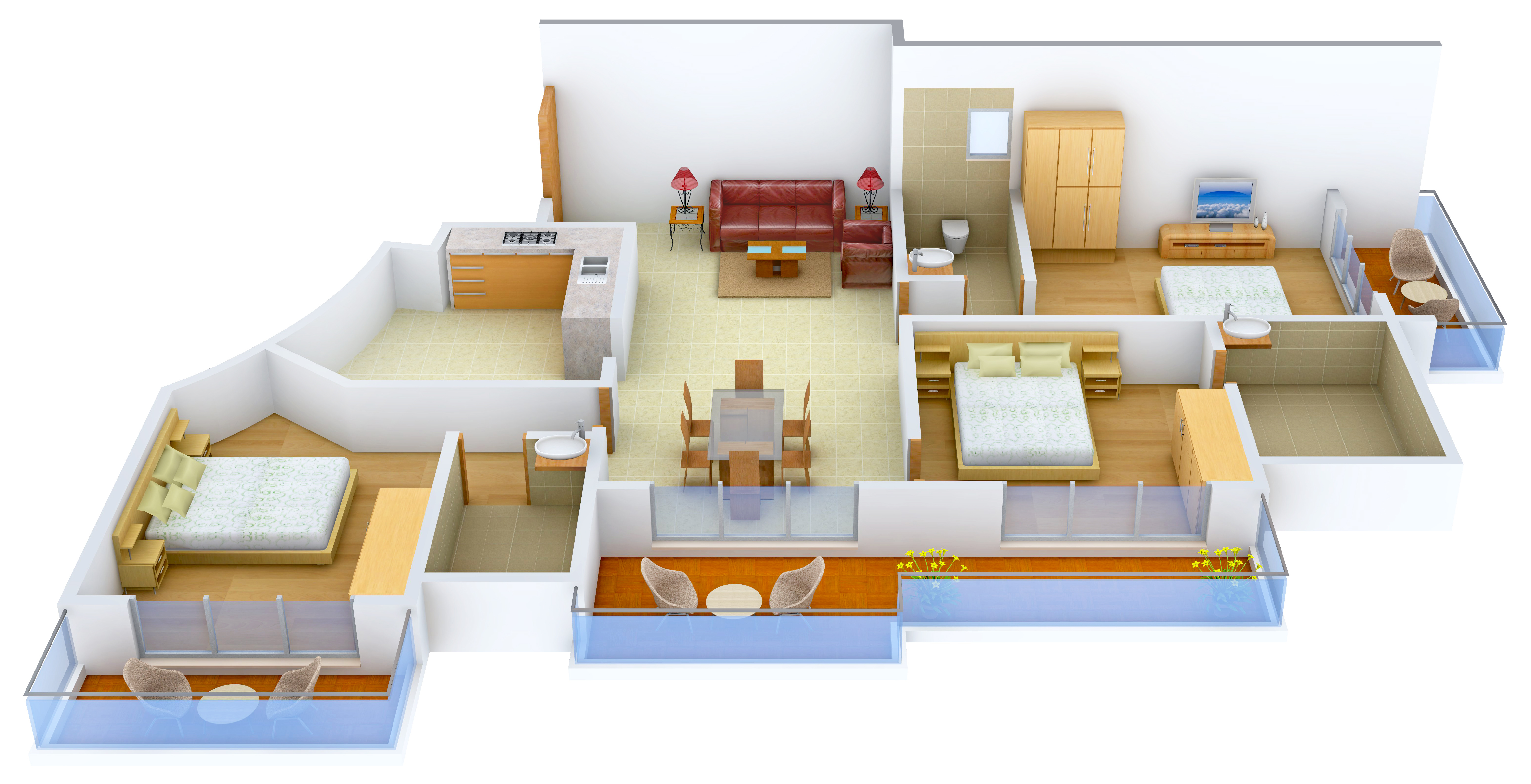 3DFloorPlan of Griha Udyaan 1