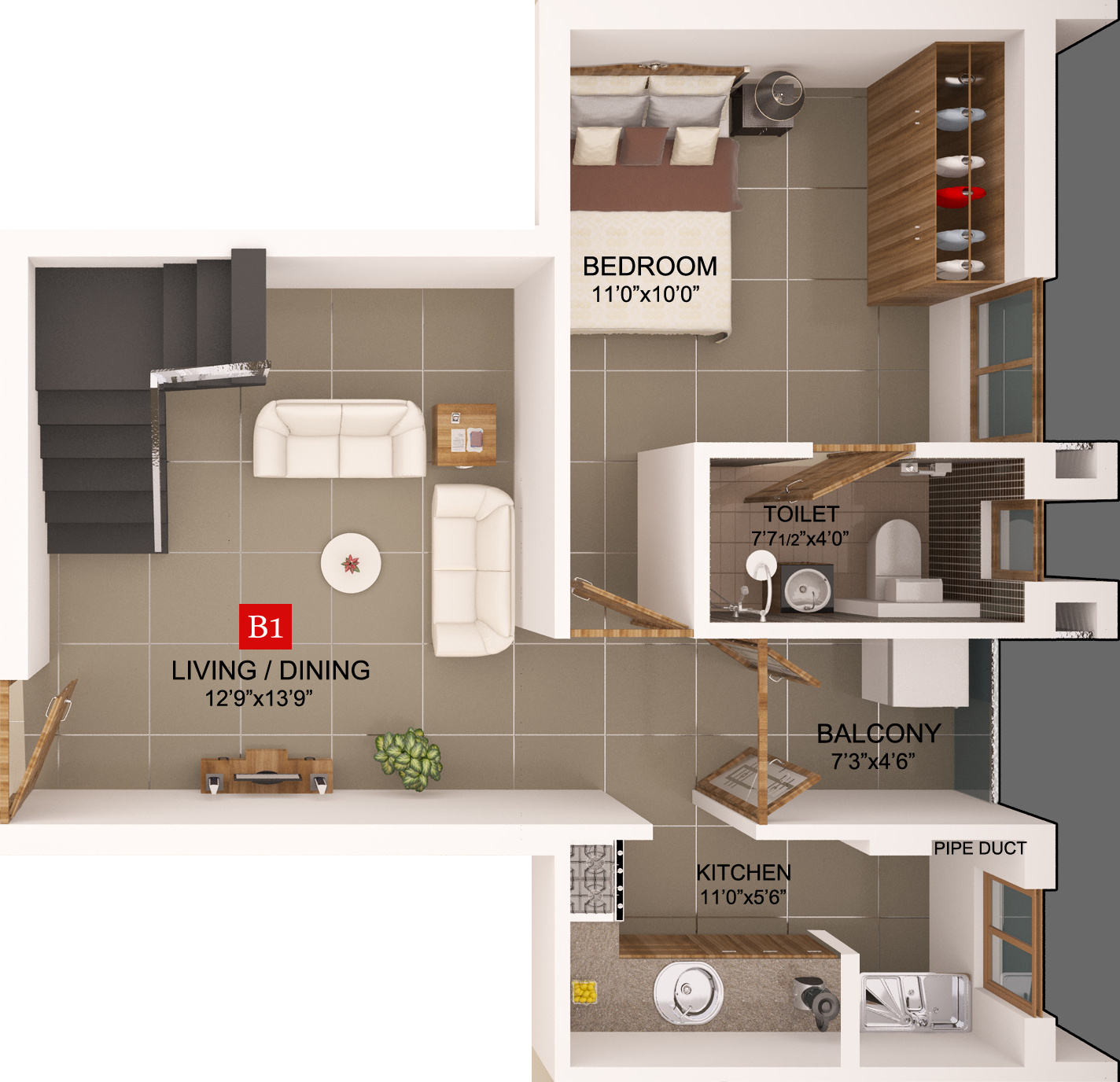 3DFloorPlan of Acacia Chamanthi