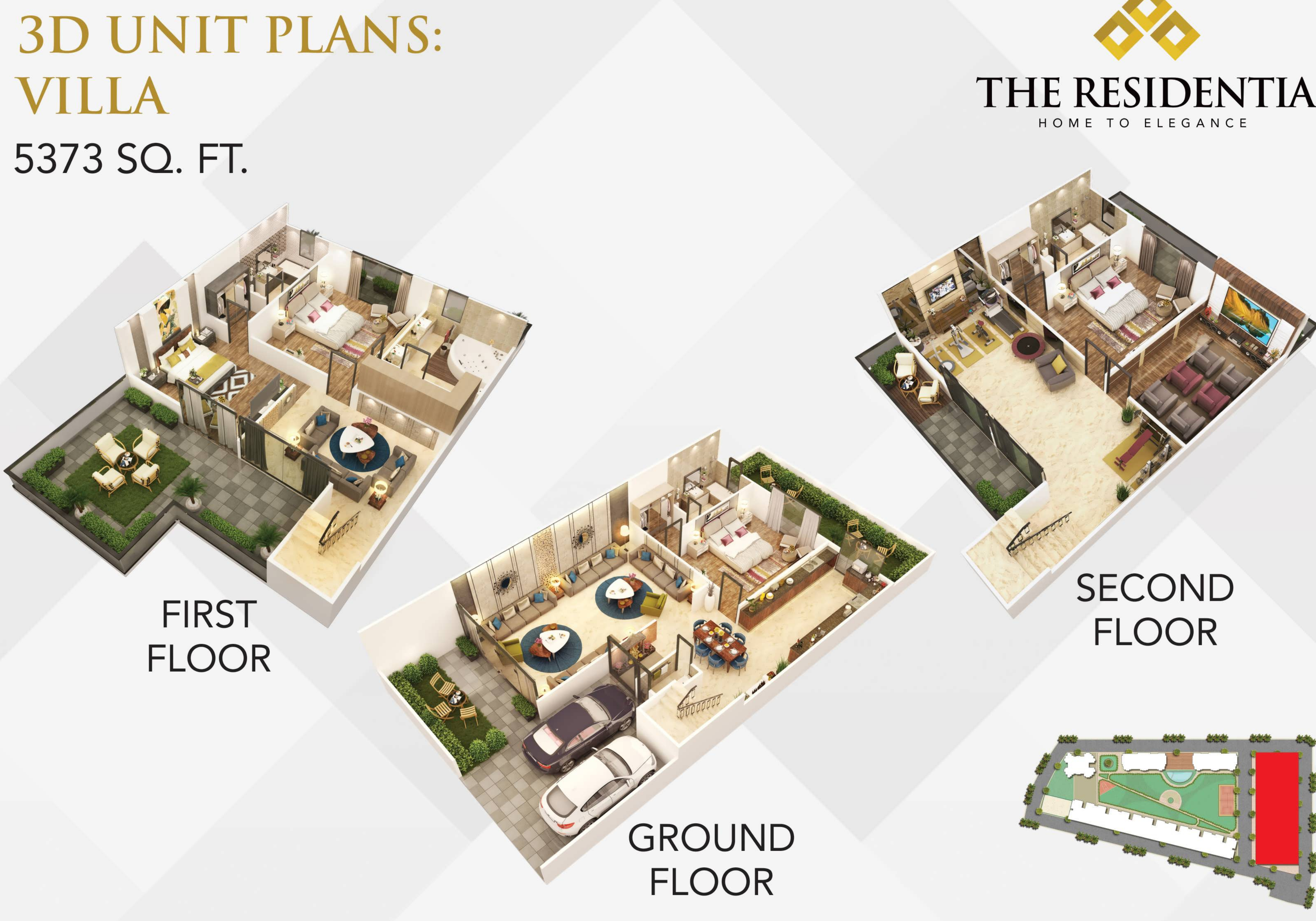 3DFloorPlan of The Antriksh The Residentia Villa