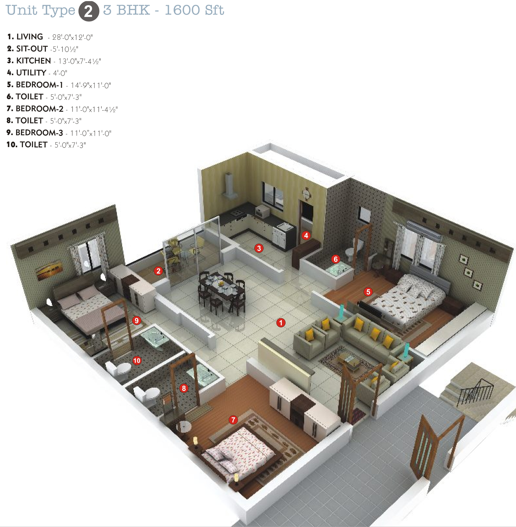 3DFloorPlan of Sri Krishna Residency