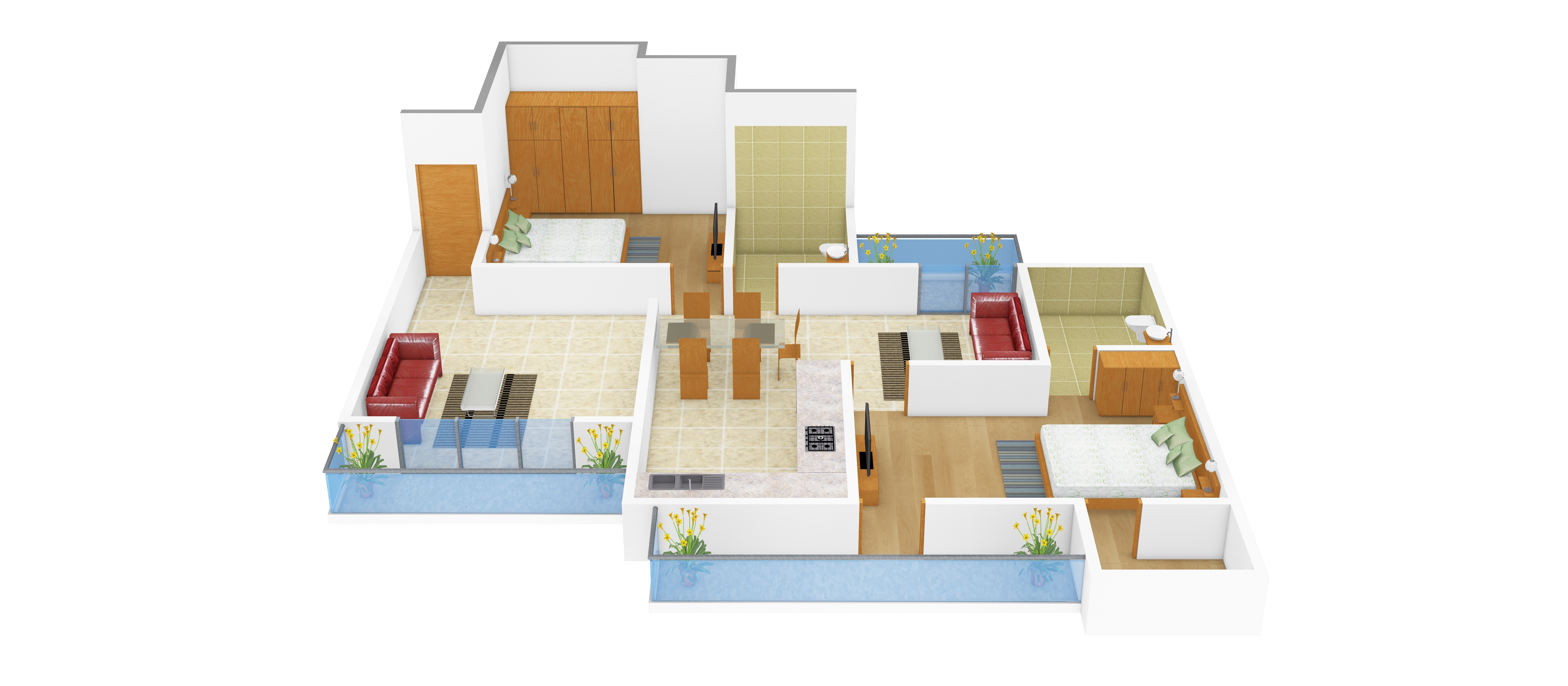 3DFloorPlan of APS Panchkula Heights