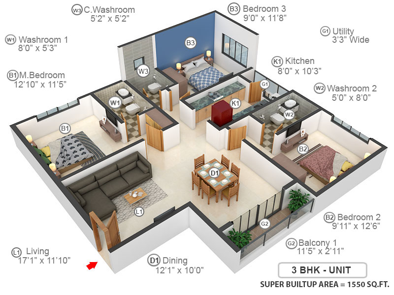 3DFloorPlan of Bengal Swan Court