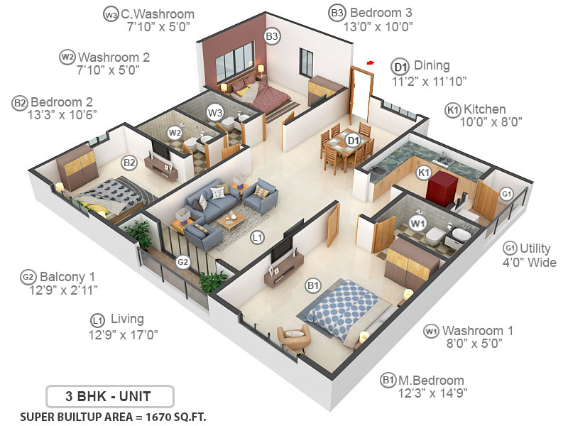 3DFloorPlan of Bengal Swan Court