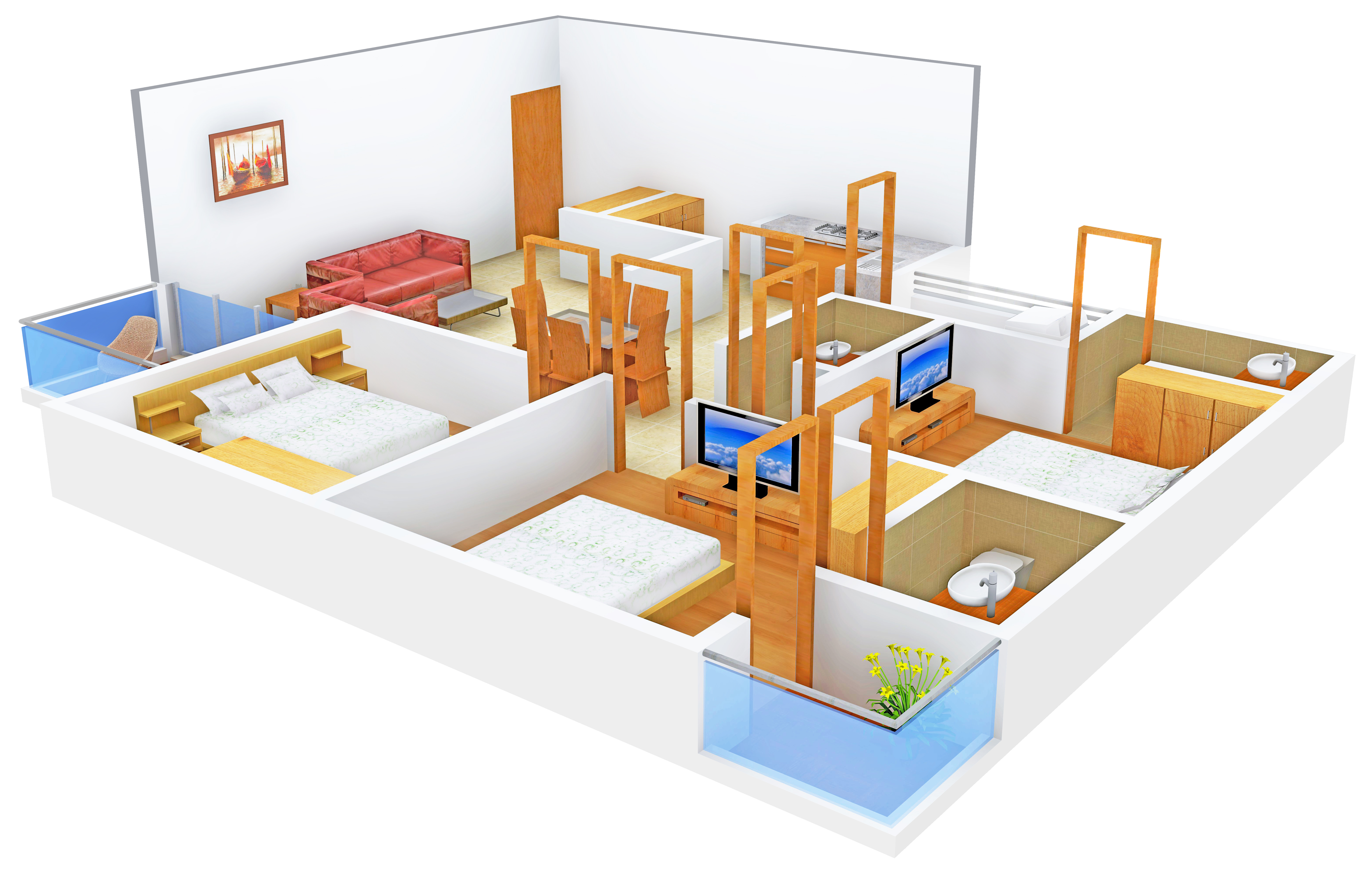 3DFloorPlan of Sudarshan Elegance