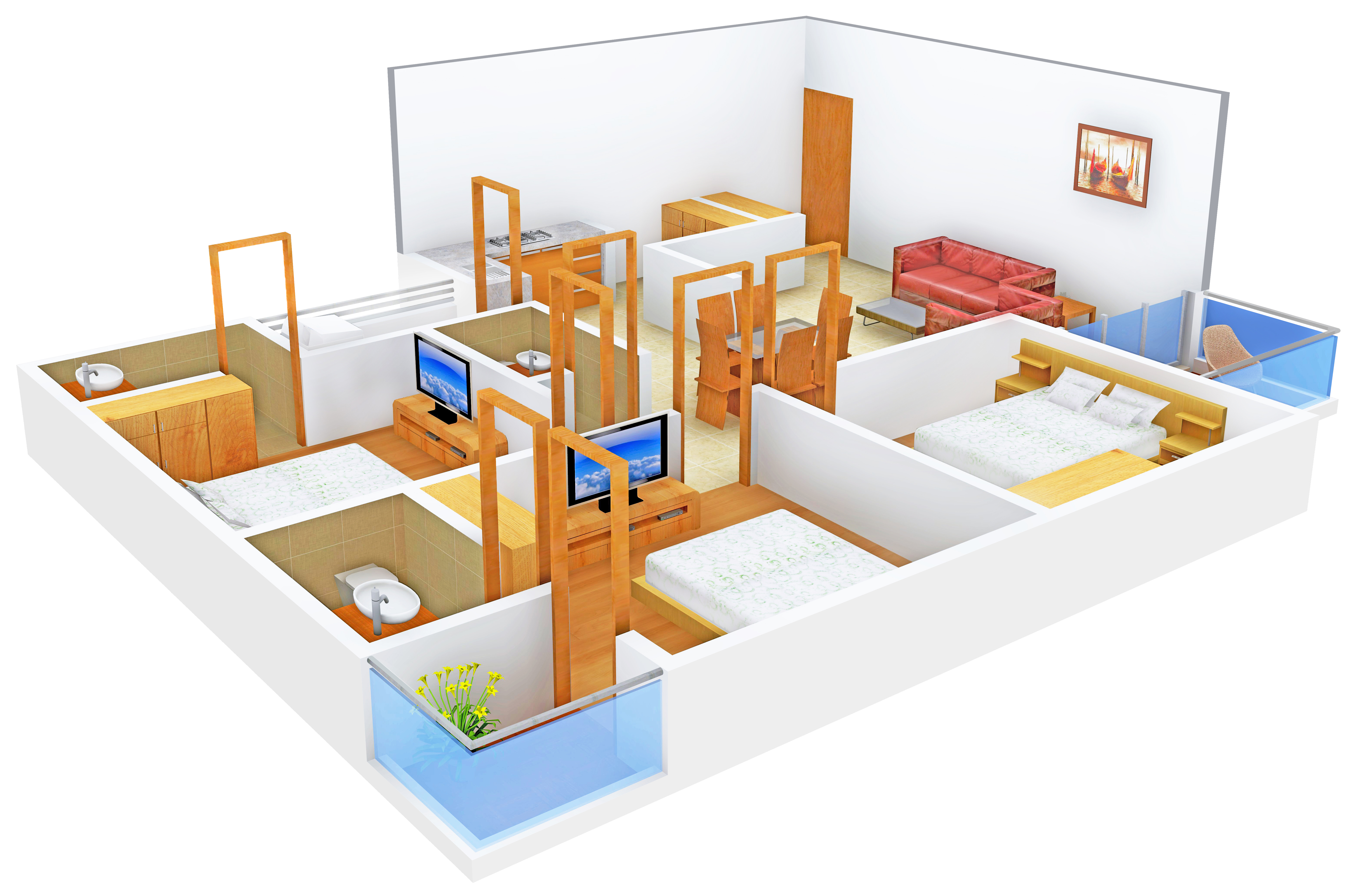3DFloorPlan of Sudarshan Elegance
