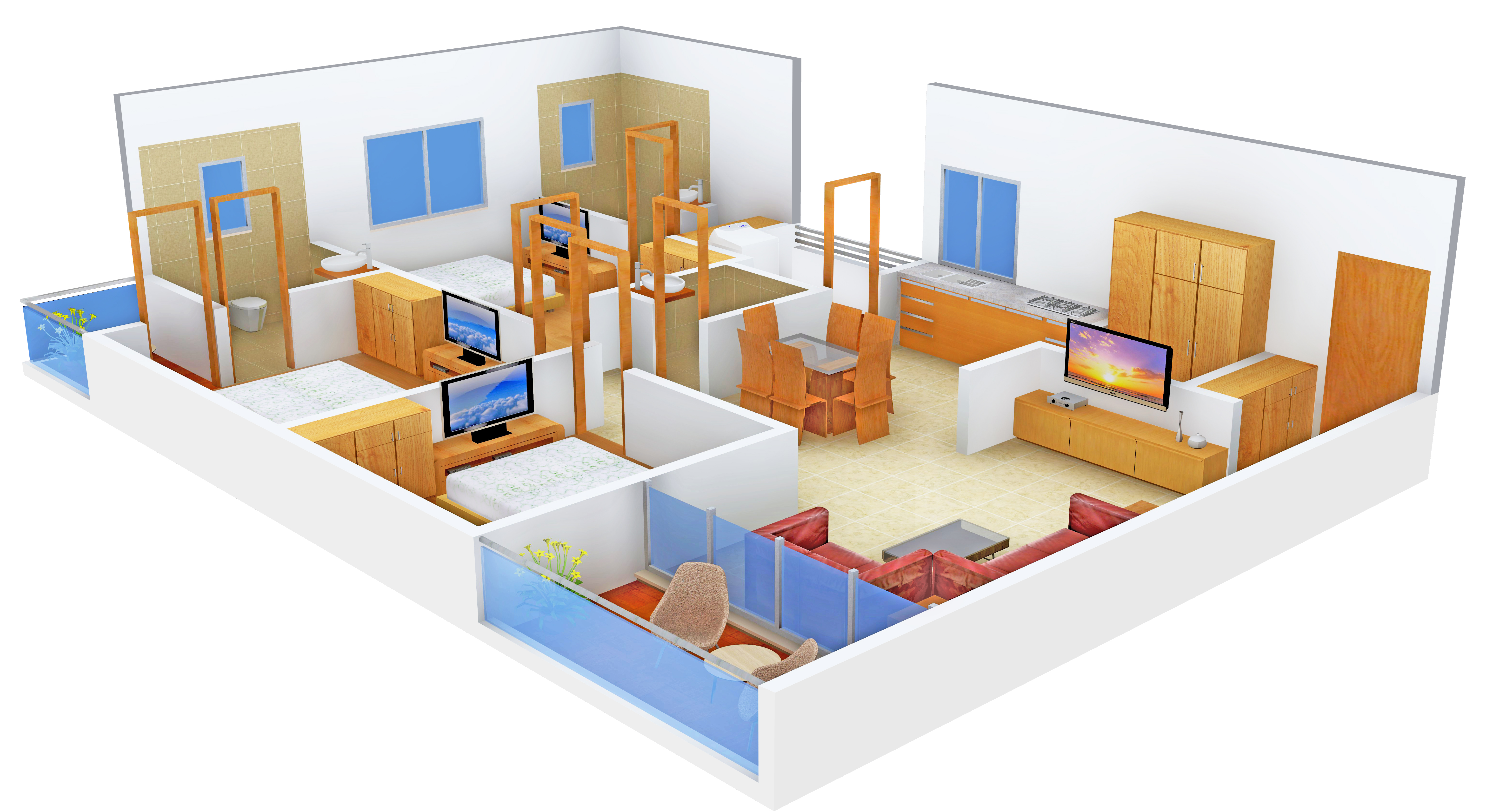 3DFloorPlan of Sudarshan Elegance