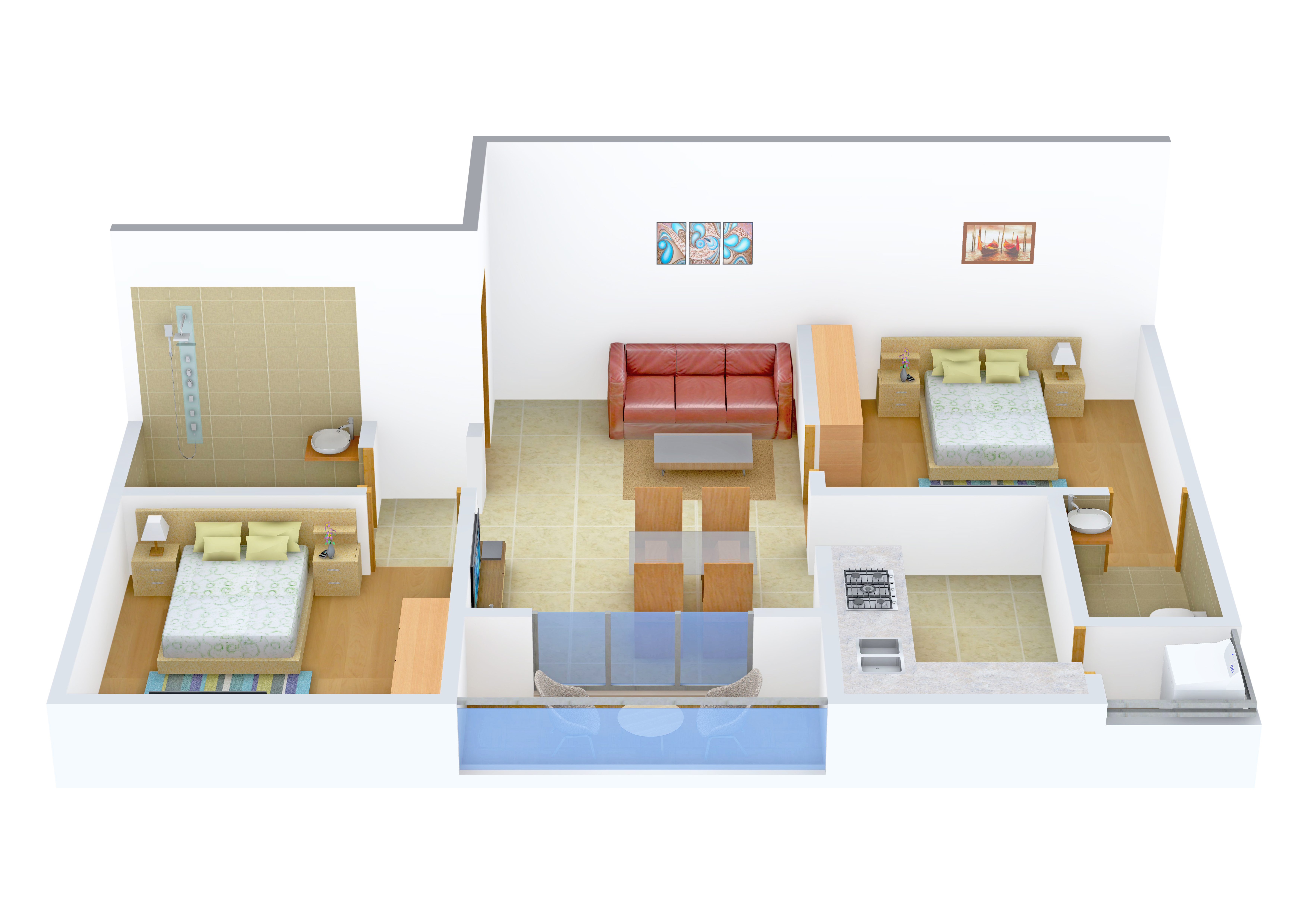 3DFloorPlan of Haddy Homes Bhooma