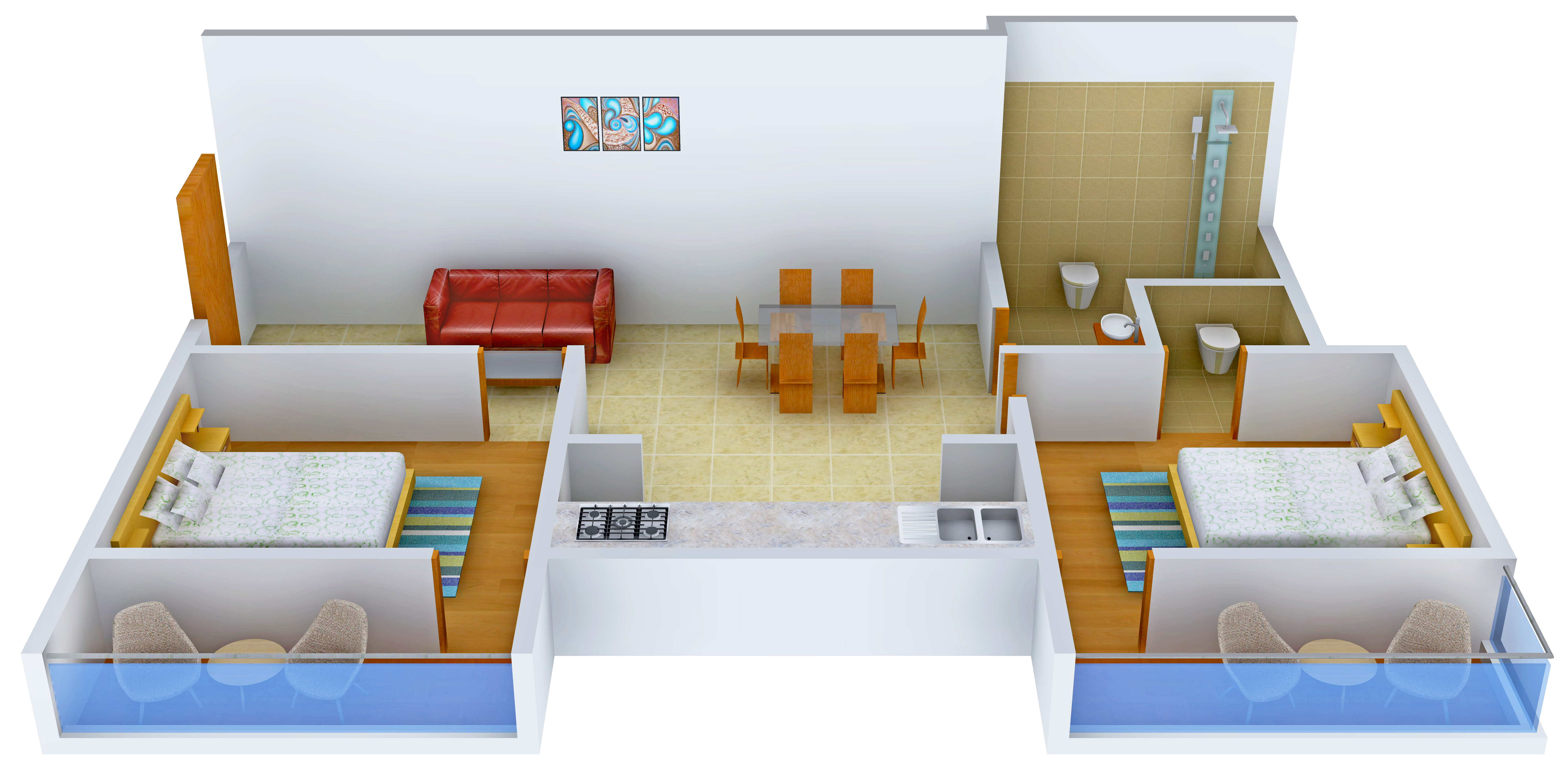 3DFloorPlan of BK Gitanjali Apartment