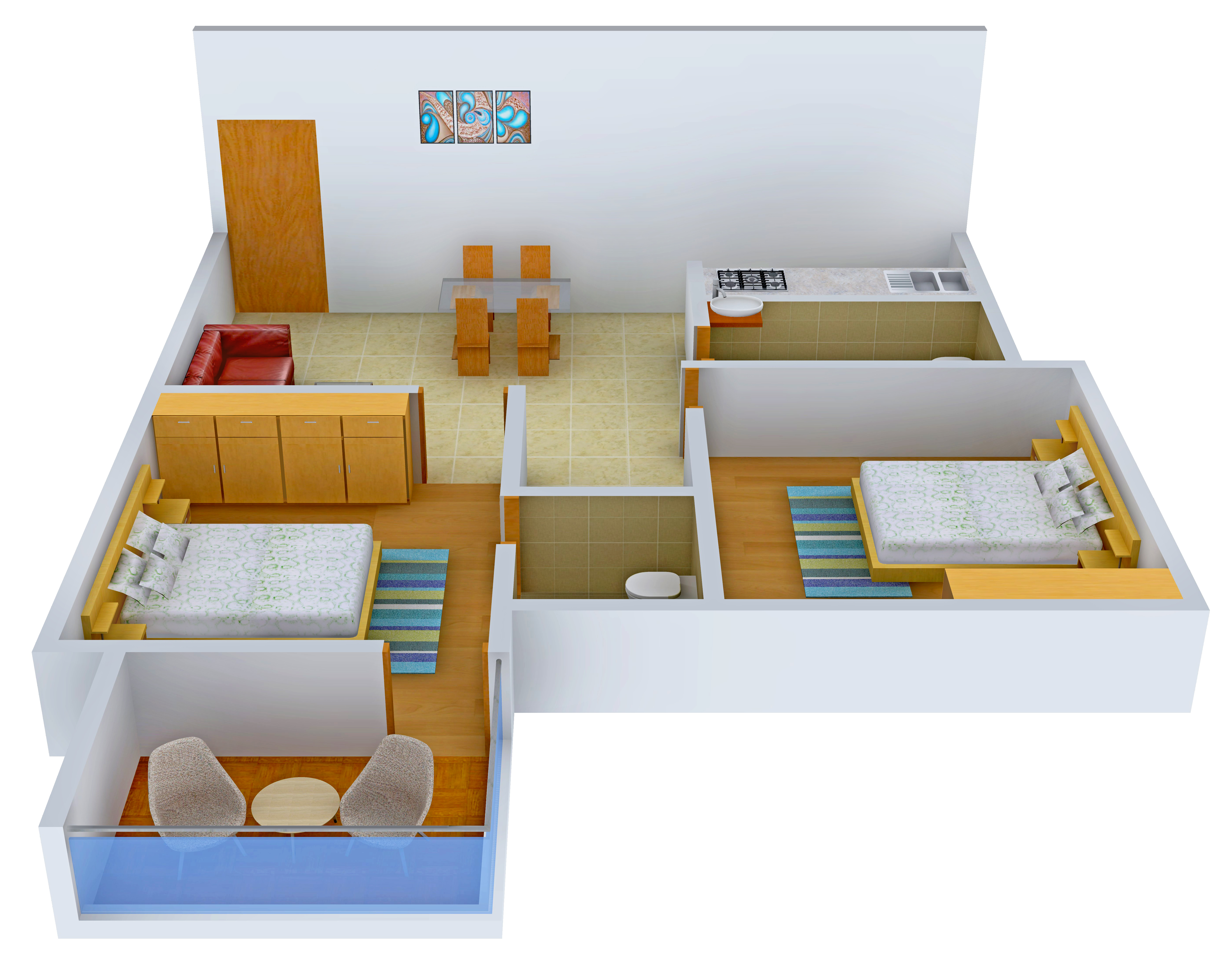 3DFloorPlan of BK Gitanjali Apartment
